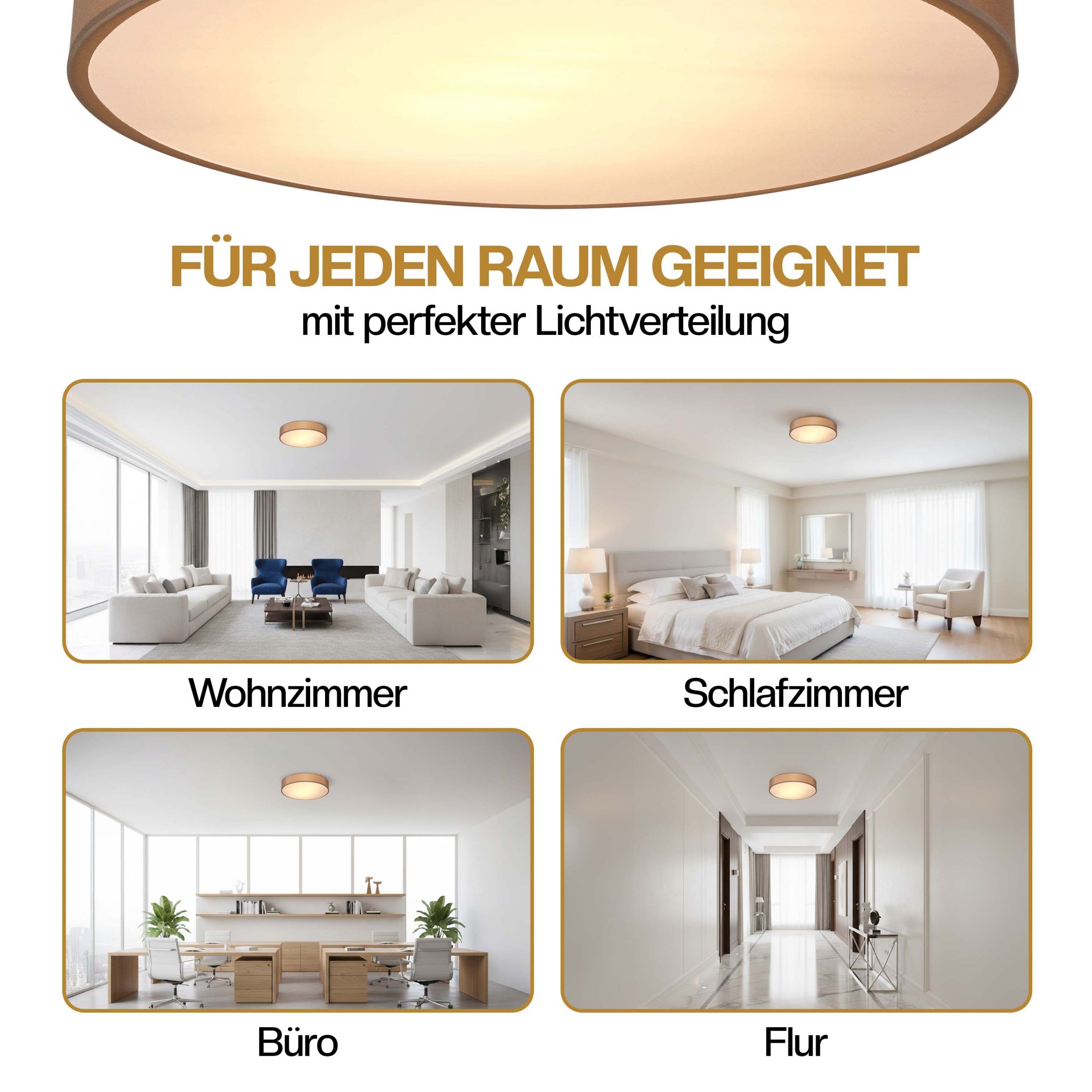 Deckenlampe Taupe Stoff Ø30cm