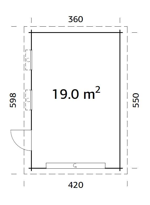 Flachdach Holzgarage Rasmus 19,0 m² mit Sektionaltor
