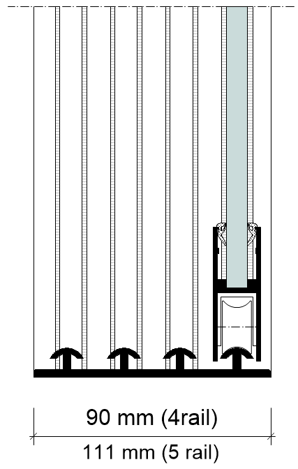 Glasschiebewandsystem mit 8mm Scheiben anthrazit 4 m