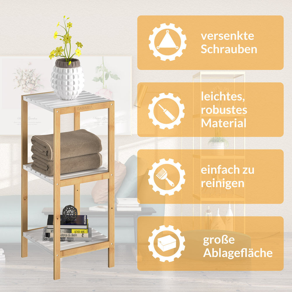 Standregal Bambus Weiß 80x33x34cm
