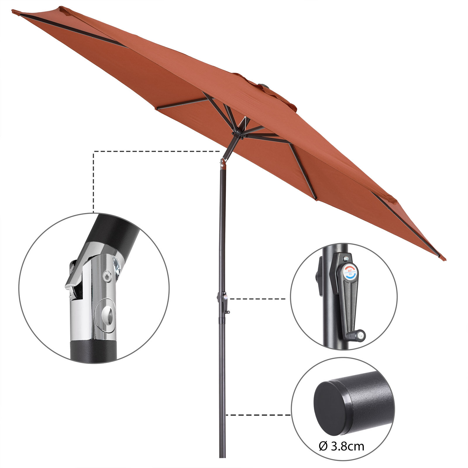 Sonnenschirm Tahiti Terrakotta Alu Ø300cm UV-Schutz 80+