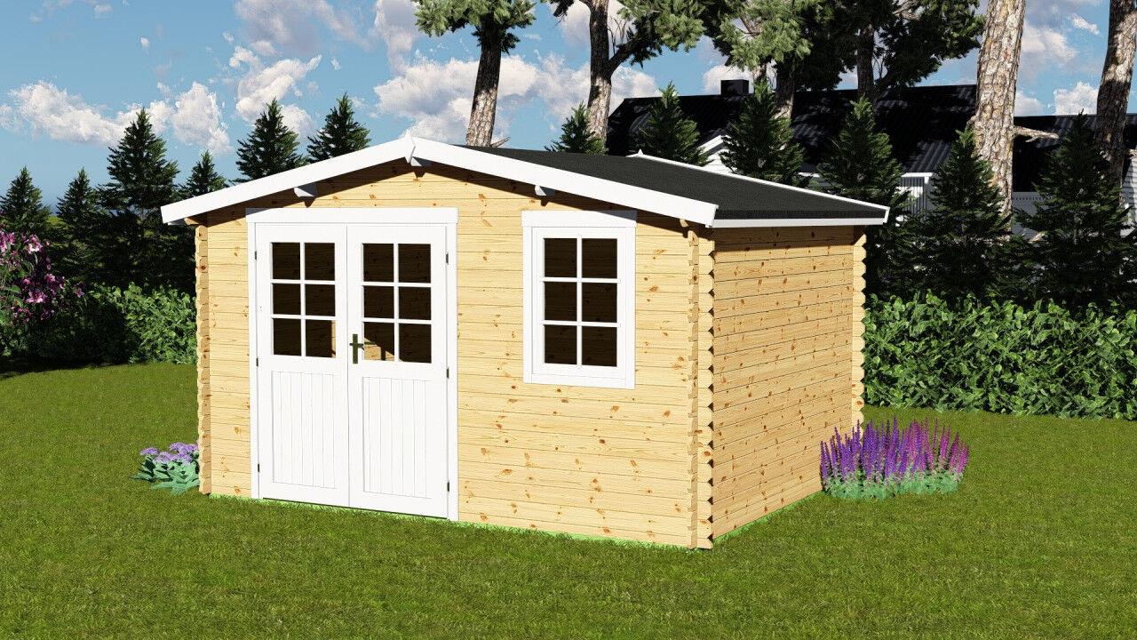 Gartenhaus Schweden 21 – 28 mm Blockbohlen Gartenhaus mit Doppeltür