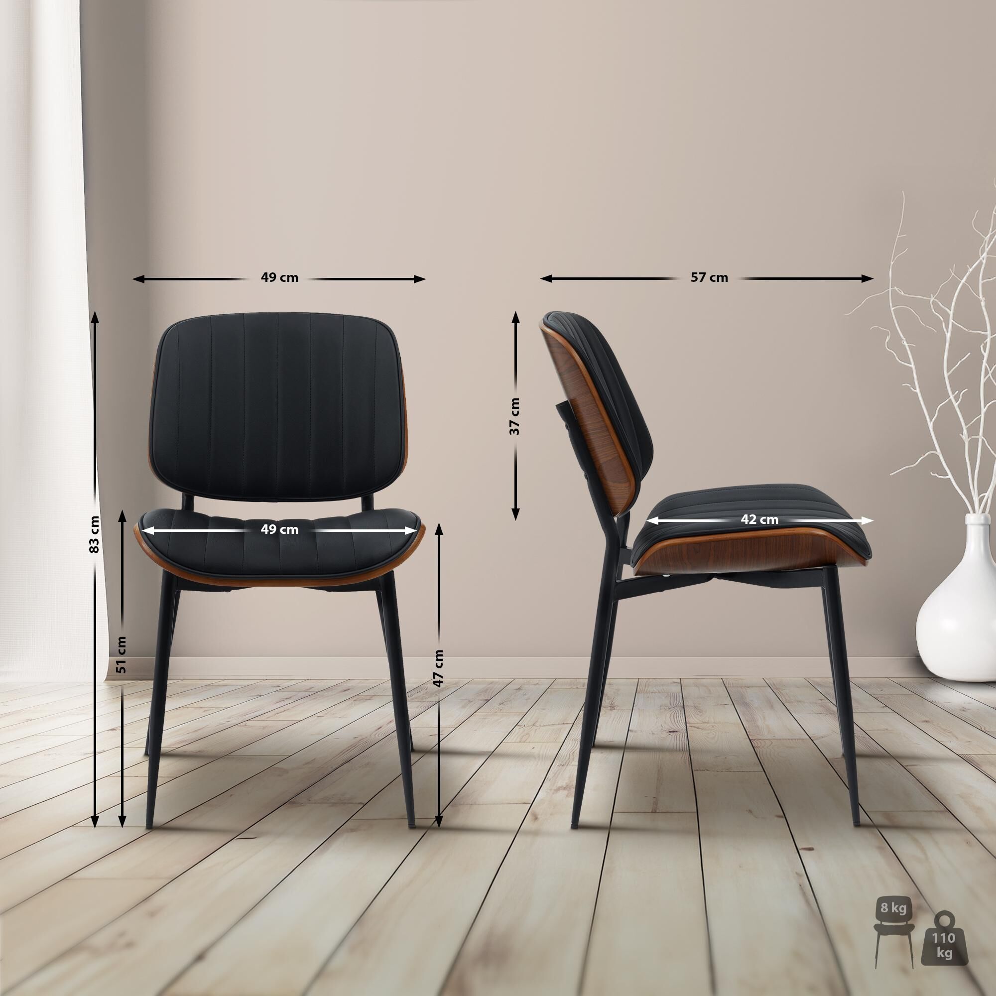 Besucherstuhl Tiffin Kunstleder, walnuss/schwarz