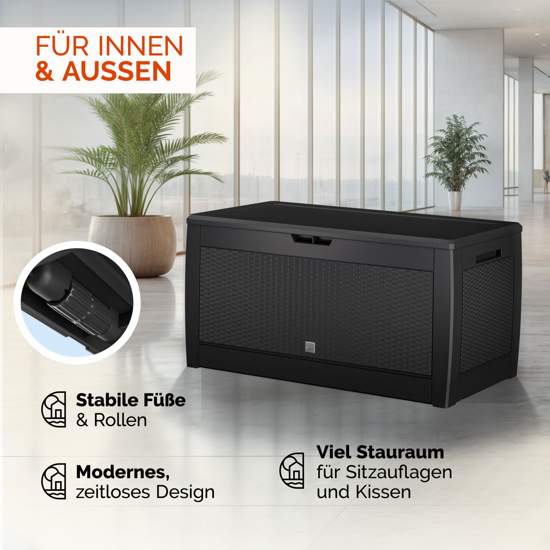 Gartenbox Rato 310L Anthrazit Rattan Optik wasserdicht