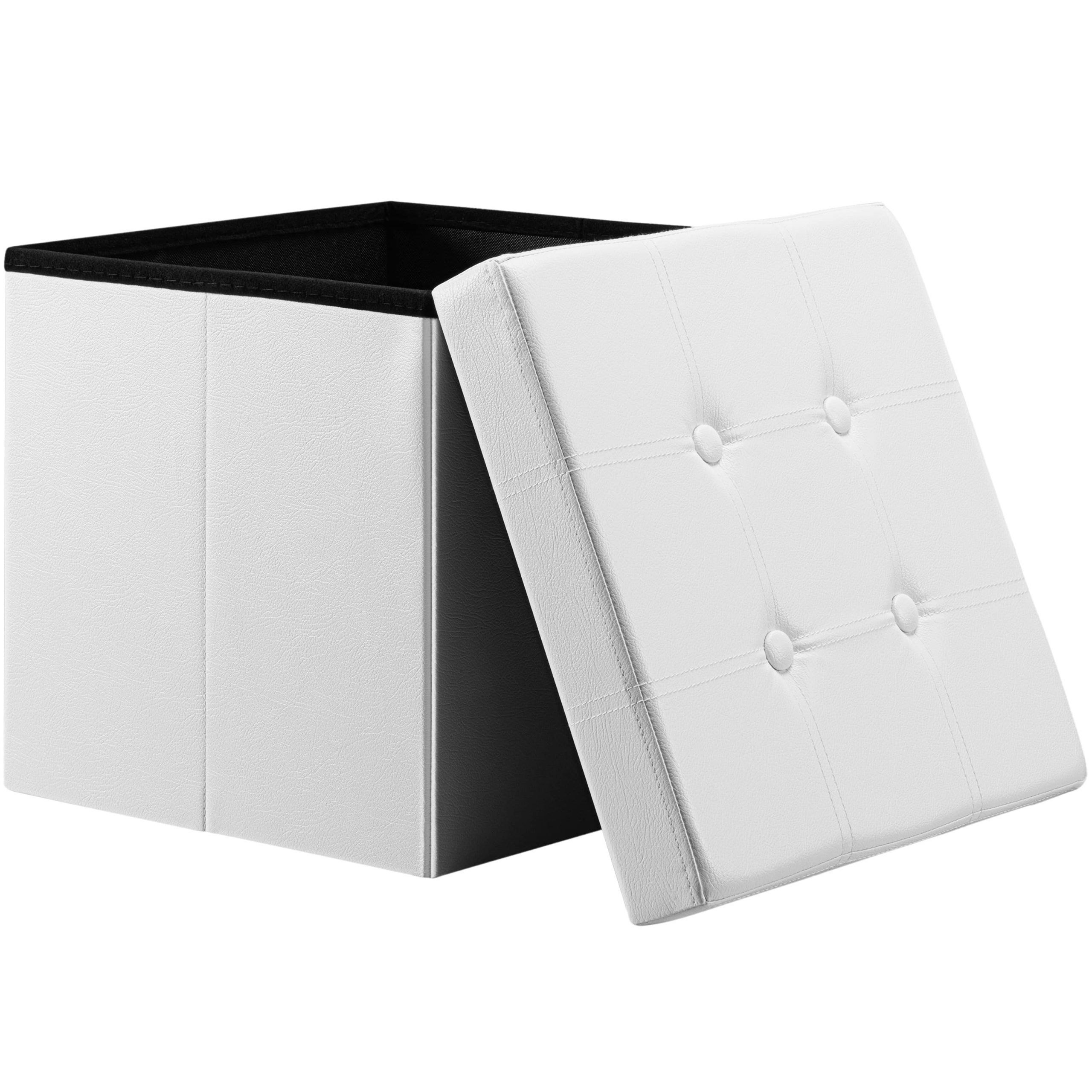 Sitzhocker Weiß Kunstleder 38x38x38cm faltbar