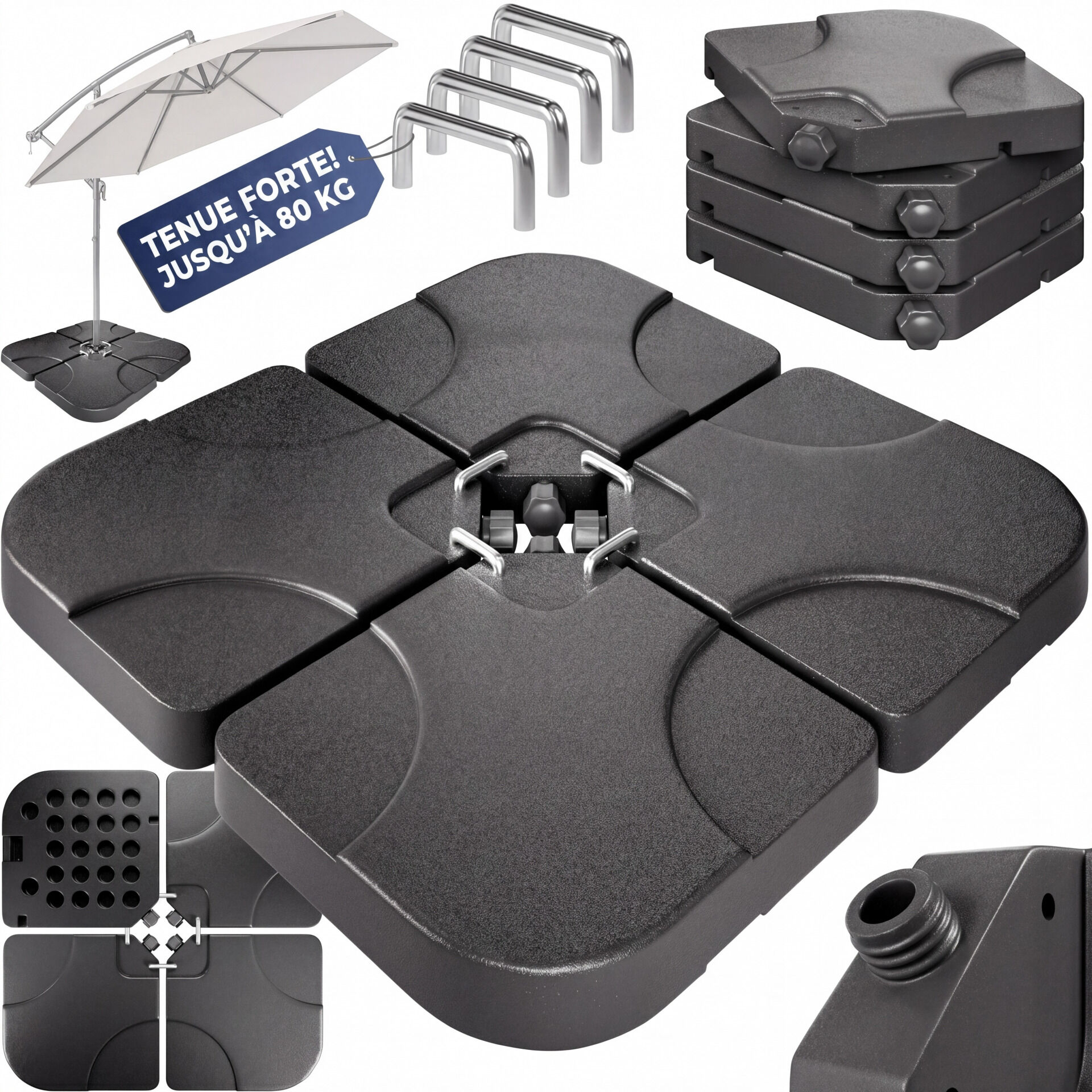 Platten für Schirmständer 4er-Set 105x105x7cm