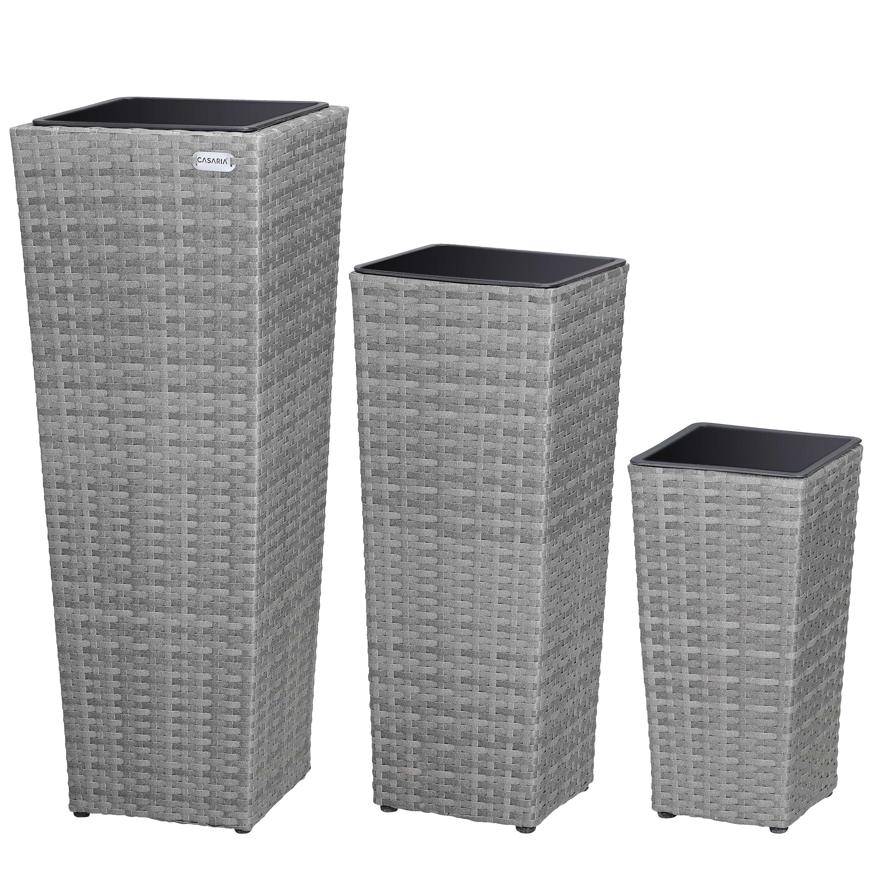 Polyrattan Blumentopf 3er-Set Grau