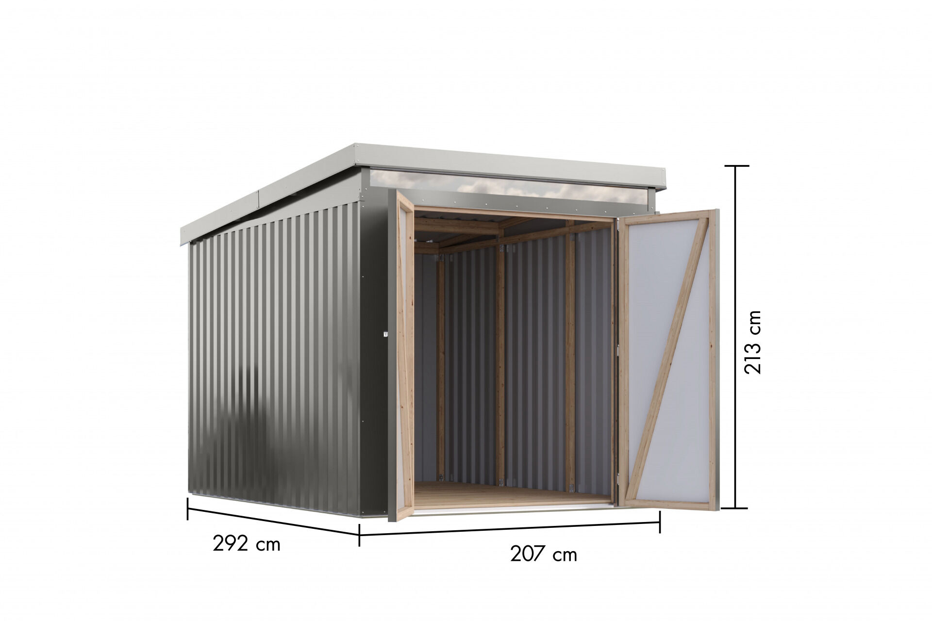 Karibu Pultdach Metall Gartenhaus Iridium 2,5, graualuminium