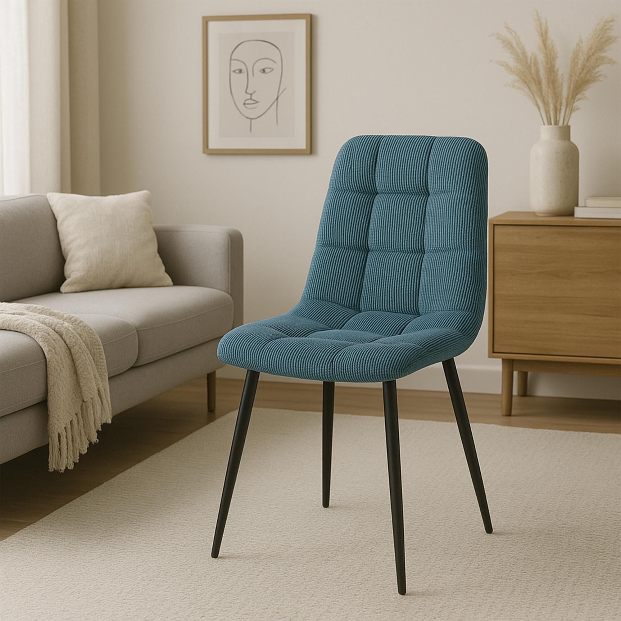 4er Set Esszimmerstuhl Tilde Cord, blau