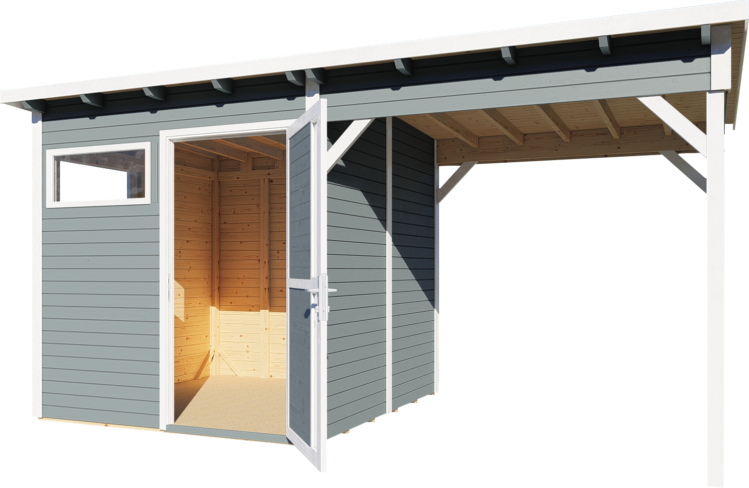 Gartenhaus Holz Pentus 2 Lounge hellgrau 449 x 234 cm