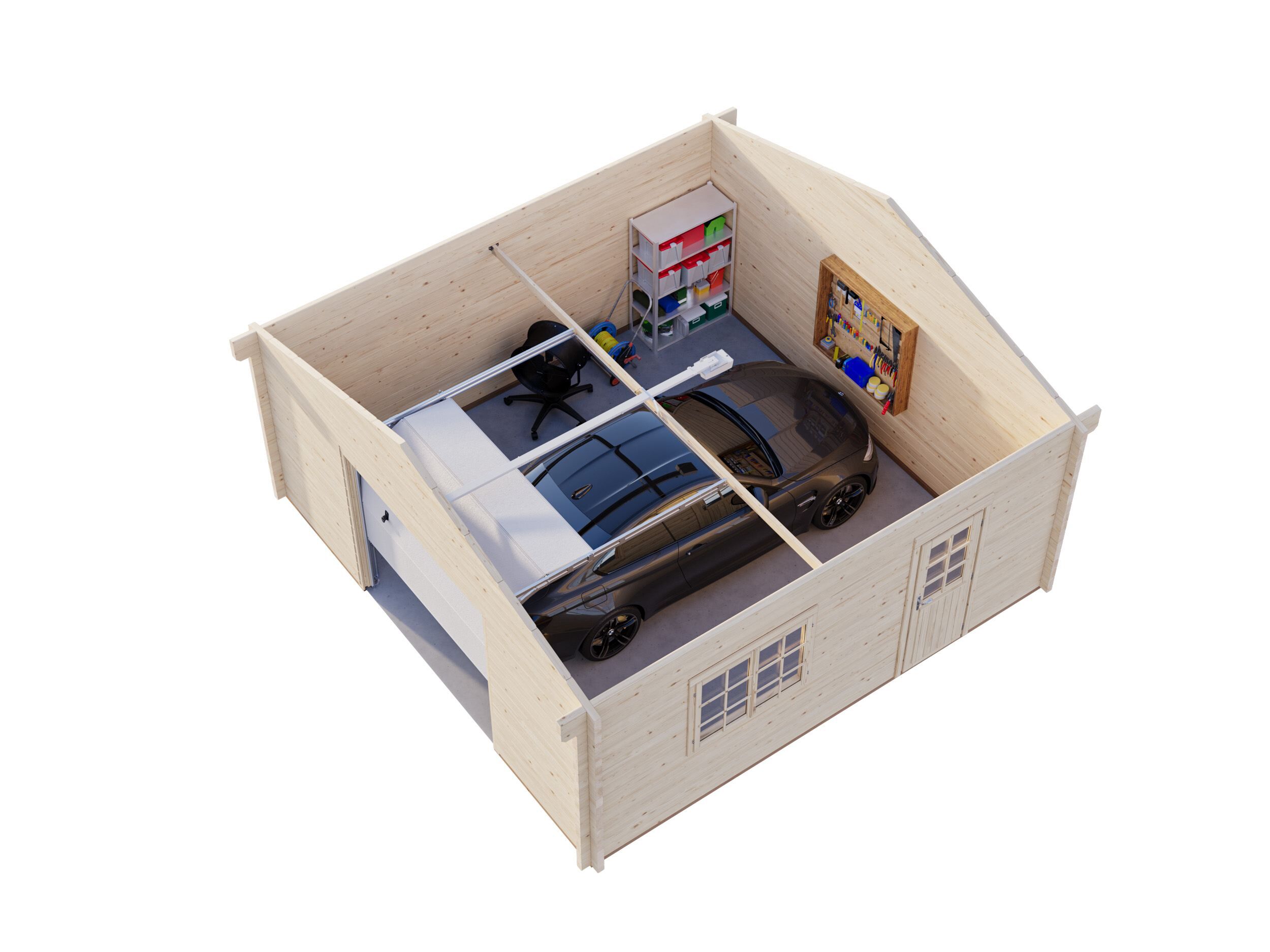 Palmako Holzgarage Roger 27,7 m² mit Sektionaltor