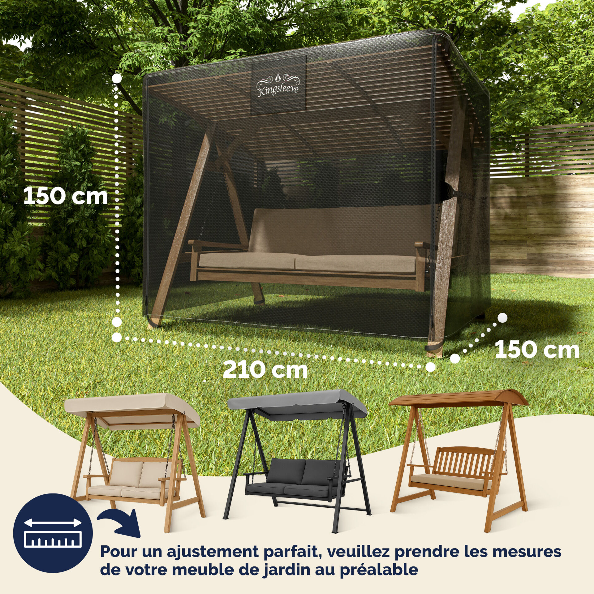Abdeckplane Hollywoodschaukel Anthrazit 210x150x150cm 9100mm Wassersäule