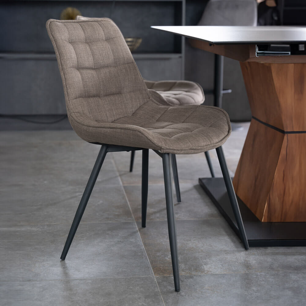 Polsterstuhl Esszimmer Webstoff IKALO – 8er Set Grau/Braun