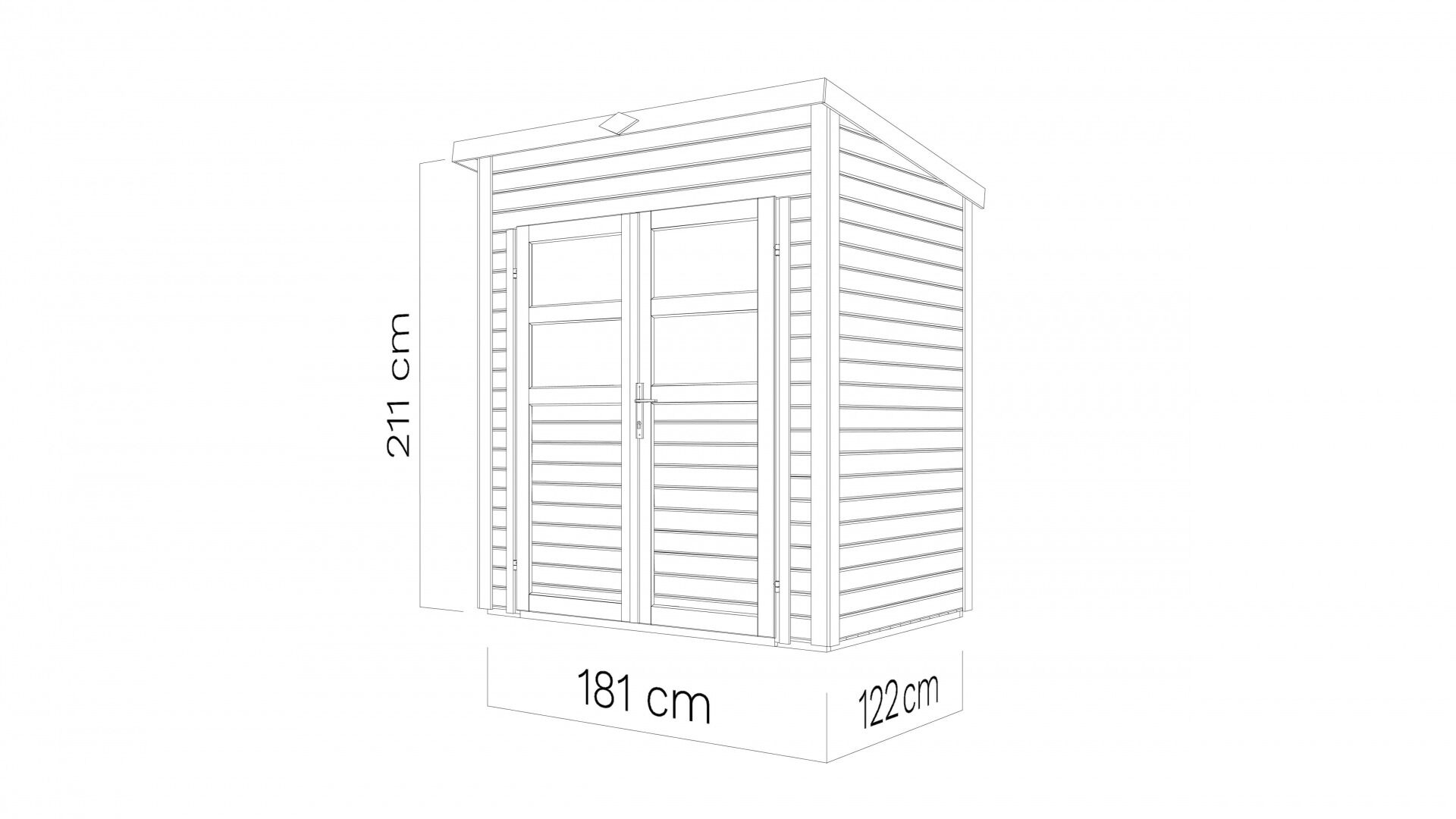 Gartenhaus Felix 1 hellgrau 181 x 121 cm