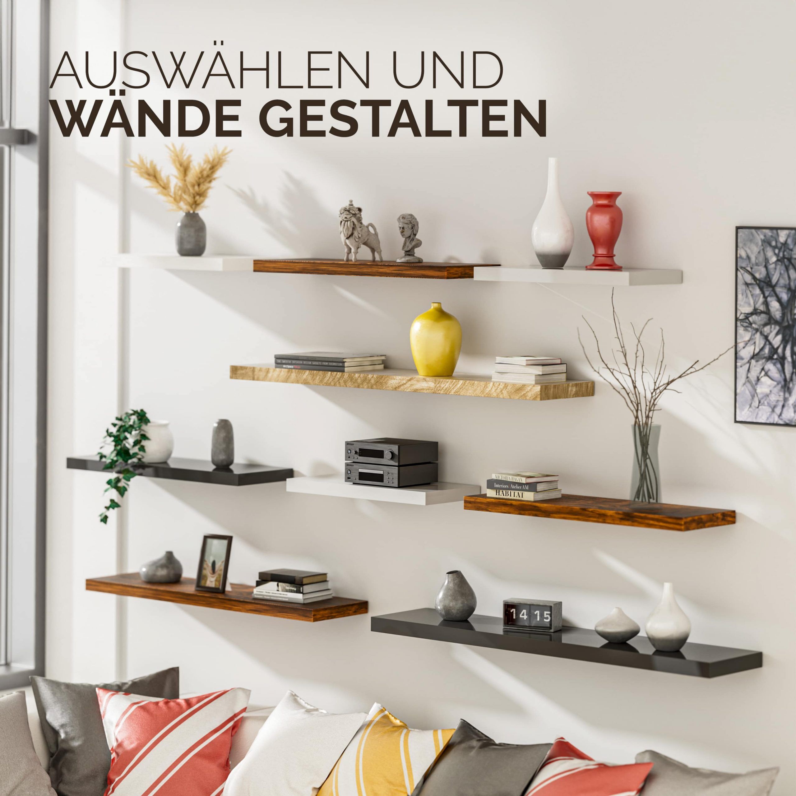 Wandregal Schweberegal 90cm Weiß + Halterung