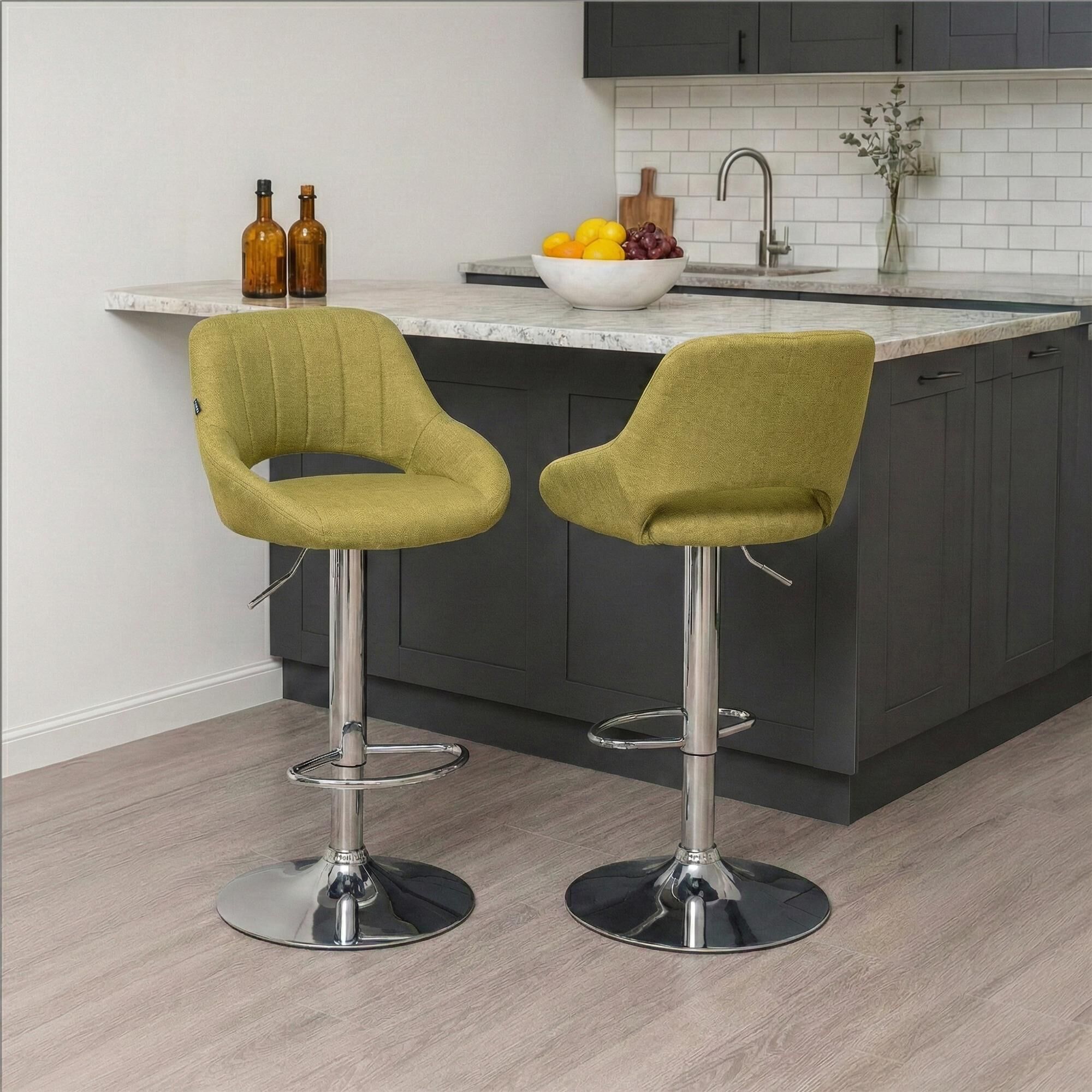 Barhocker Milet Stoff chrom, grün