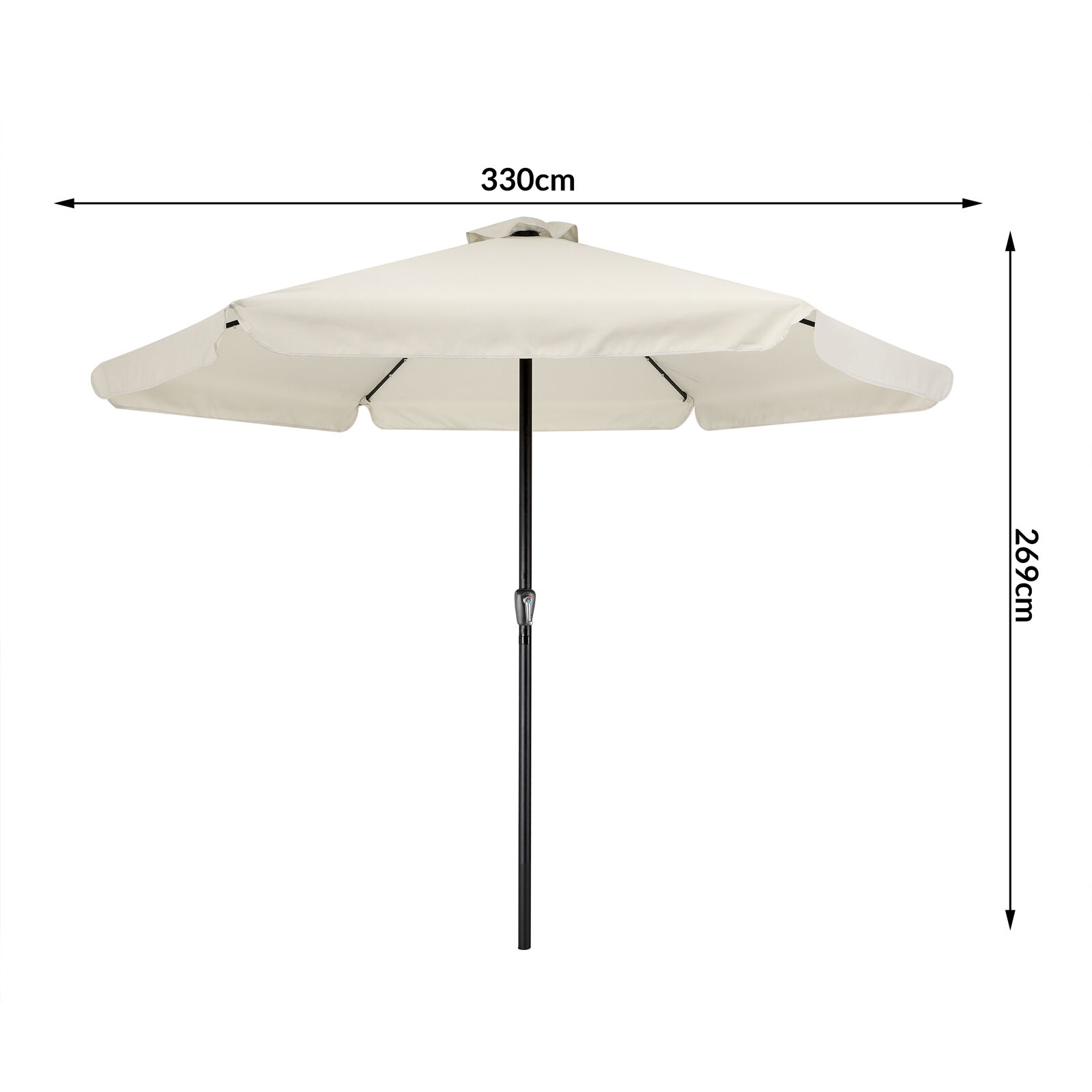 LED Solar Sonnenschirm Athen Creme Ø330cm UV-Schutz 80+