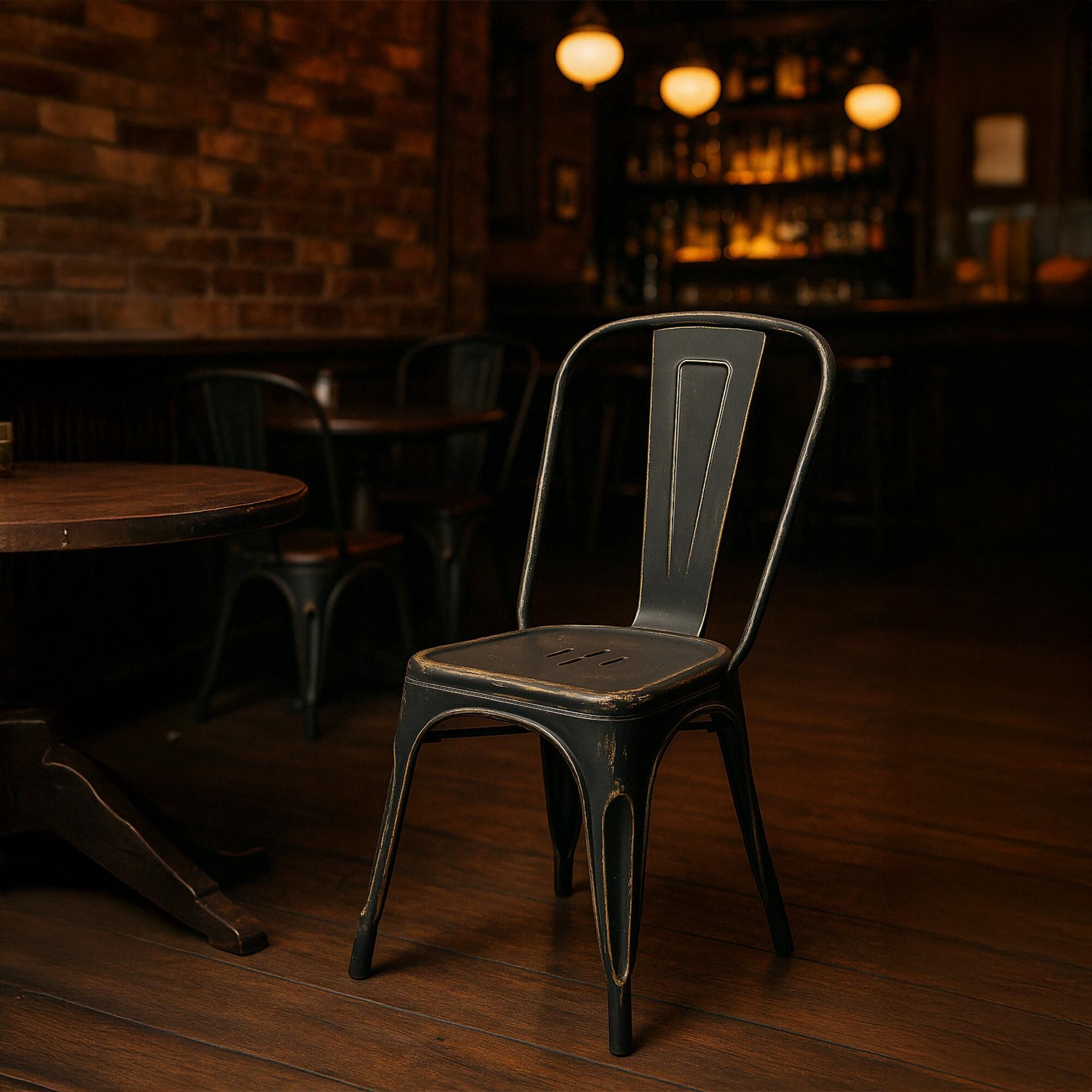 Stuhl Benedikt antik, schwarz-gold