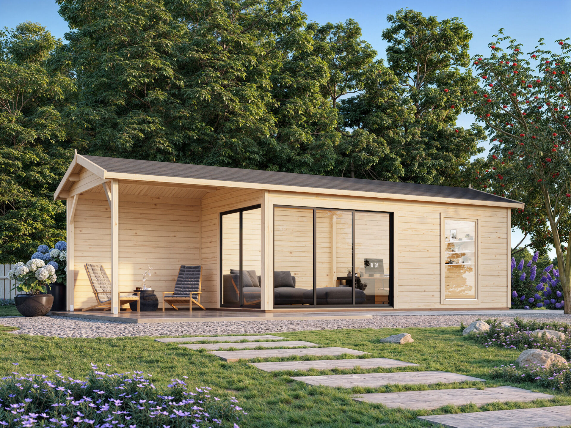 Palmako Gartenhaus Amanda 17,1+7,8 m² Slide