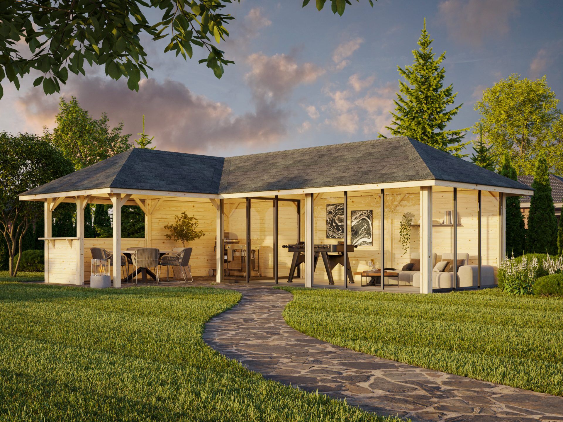 Palmako Pavillon Bianca 33,2 m² Set 521 Slide Plus