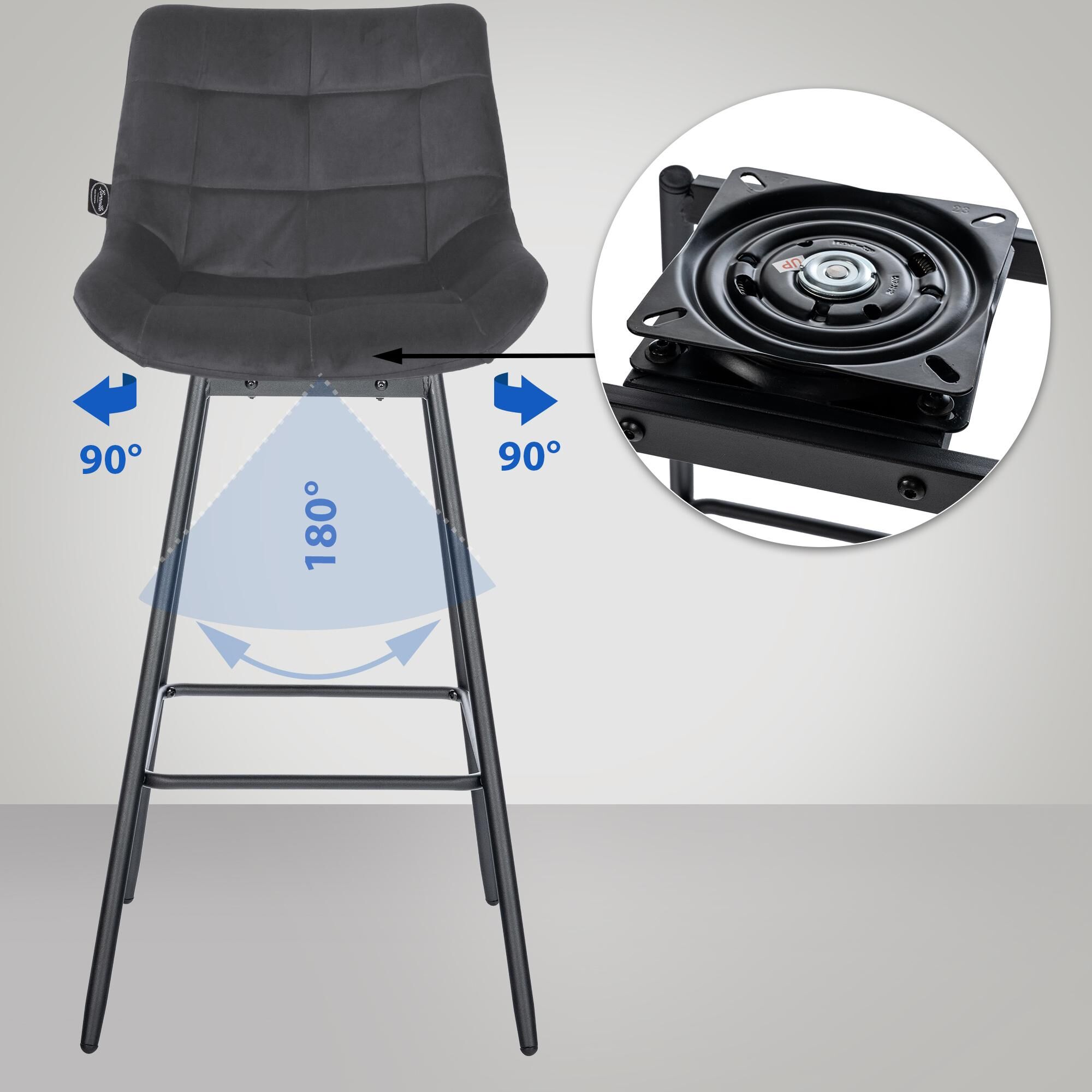 Barhocker Weston Schwenkbar Samt, dunkelgrau