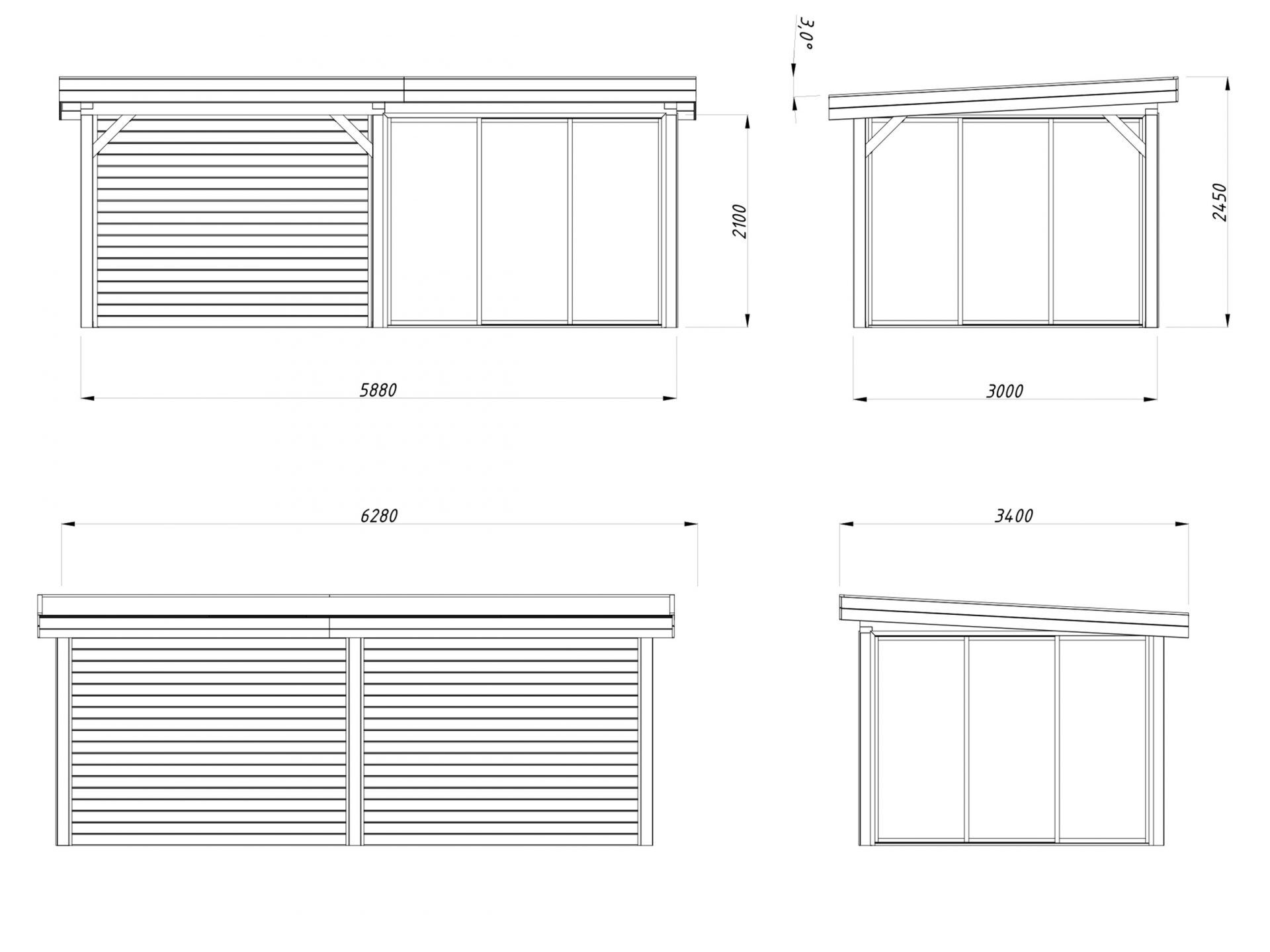 Palmako modernes Gartenhaus Lenna 16,6 m2 Set 406 Slide