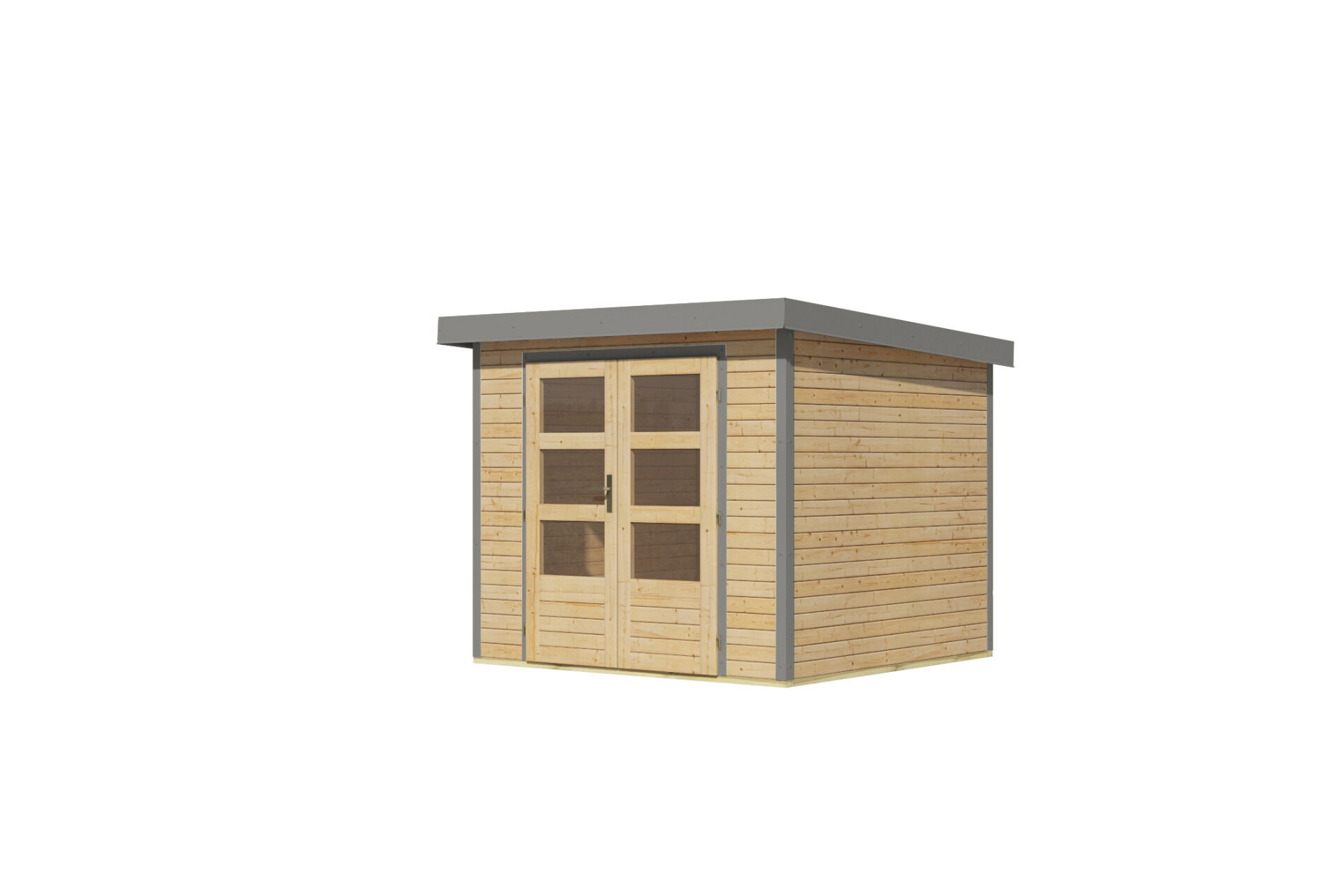 Karibu Pultdach Holz & Metall Gartenhaus Jupiter 3, naturbelassen / graualuminium