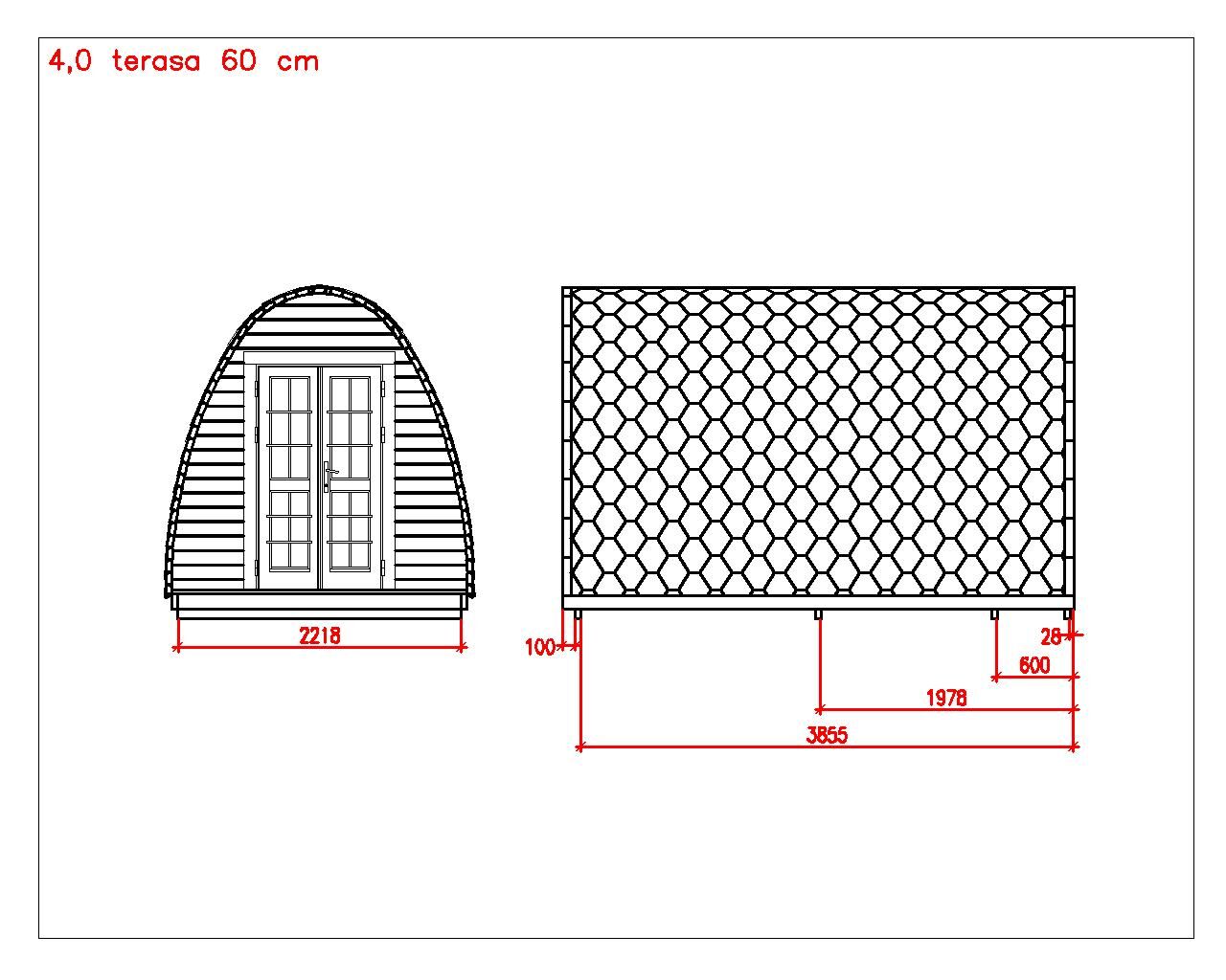 Camping Pod Helsinki 240x400, montiert