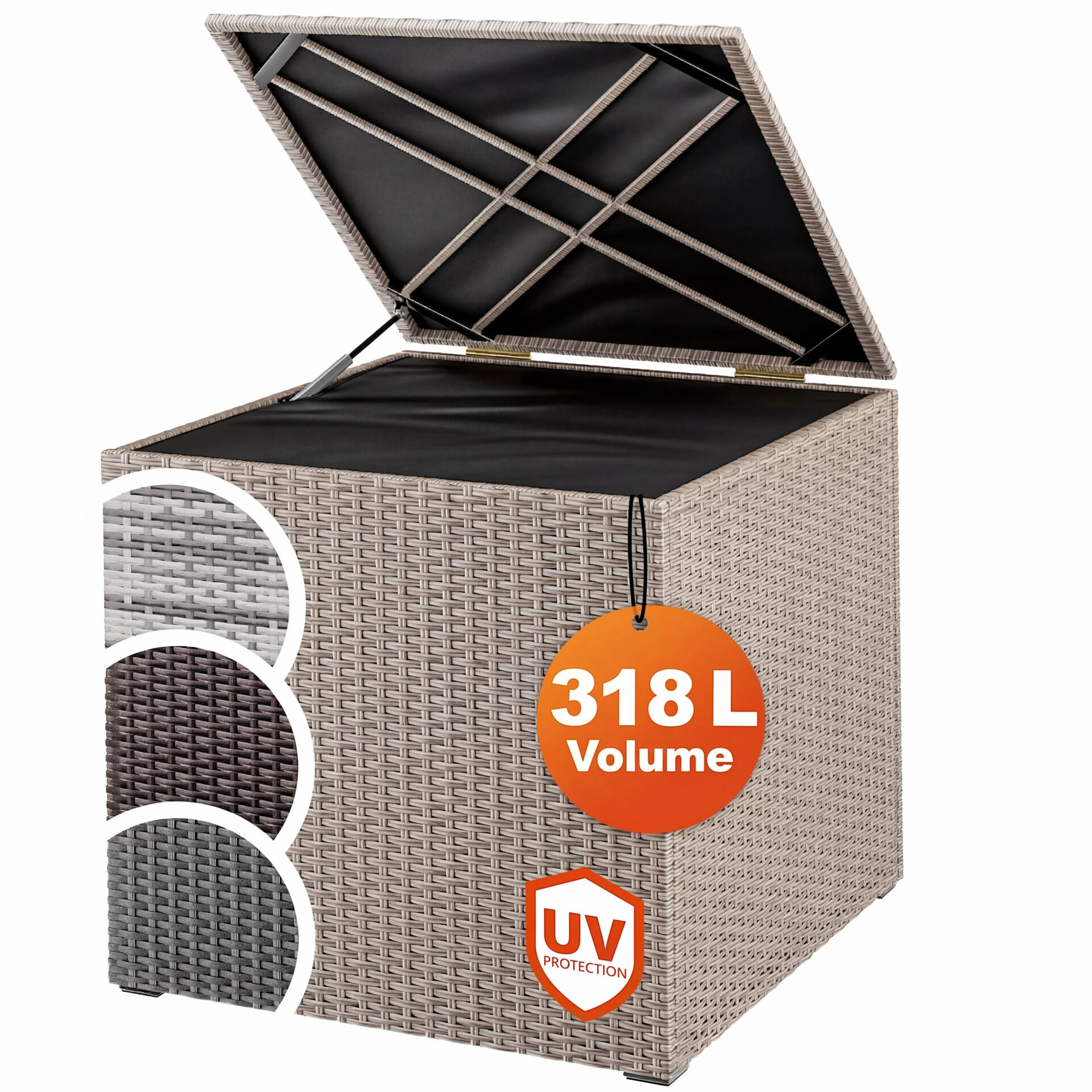 Gartenbox Polyrattan 318L Creme mit Innenverkleidung wetterfest