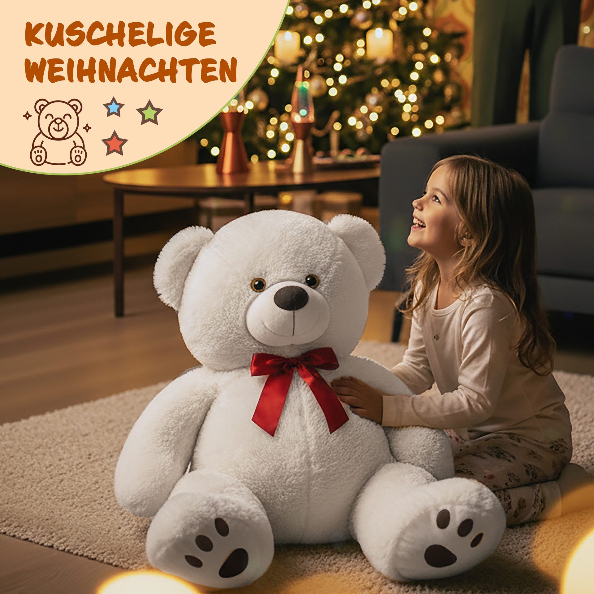 Plüschtier Teddybär XXL Weiß 150cm