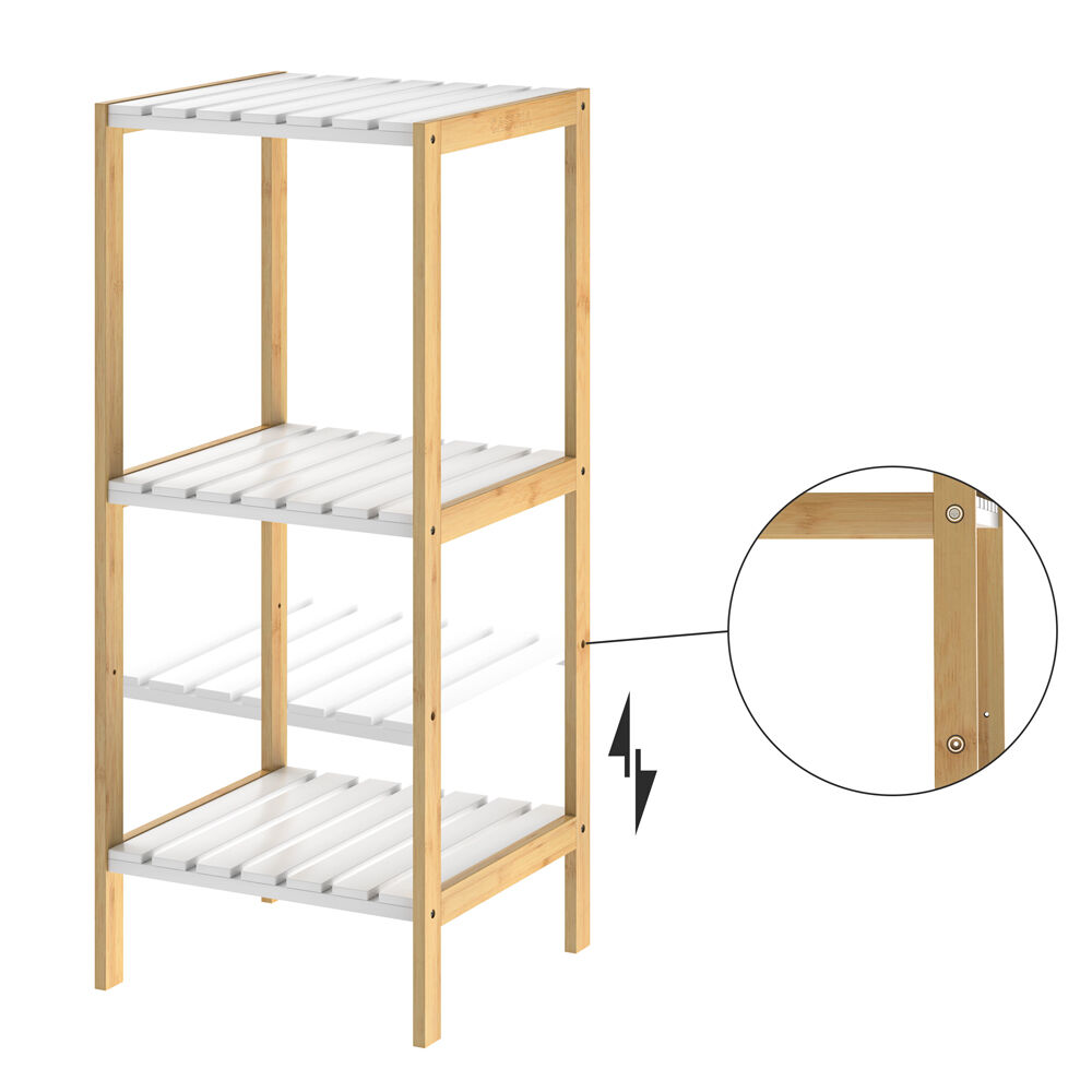 Standregal Bambus Weiß 80x33x34cm