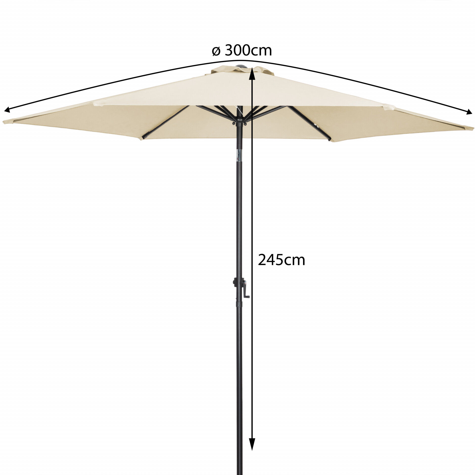 Sonnenschirm Beige Alu Ø300cm UV-Schutz 80+