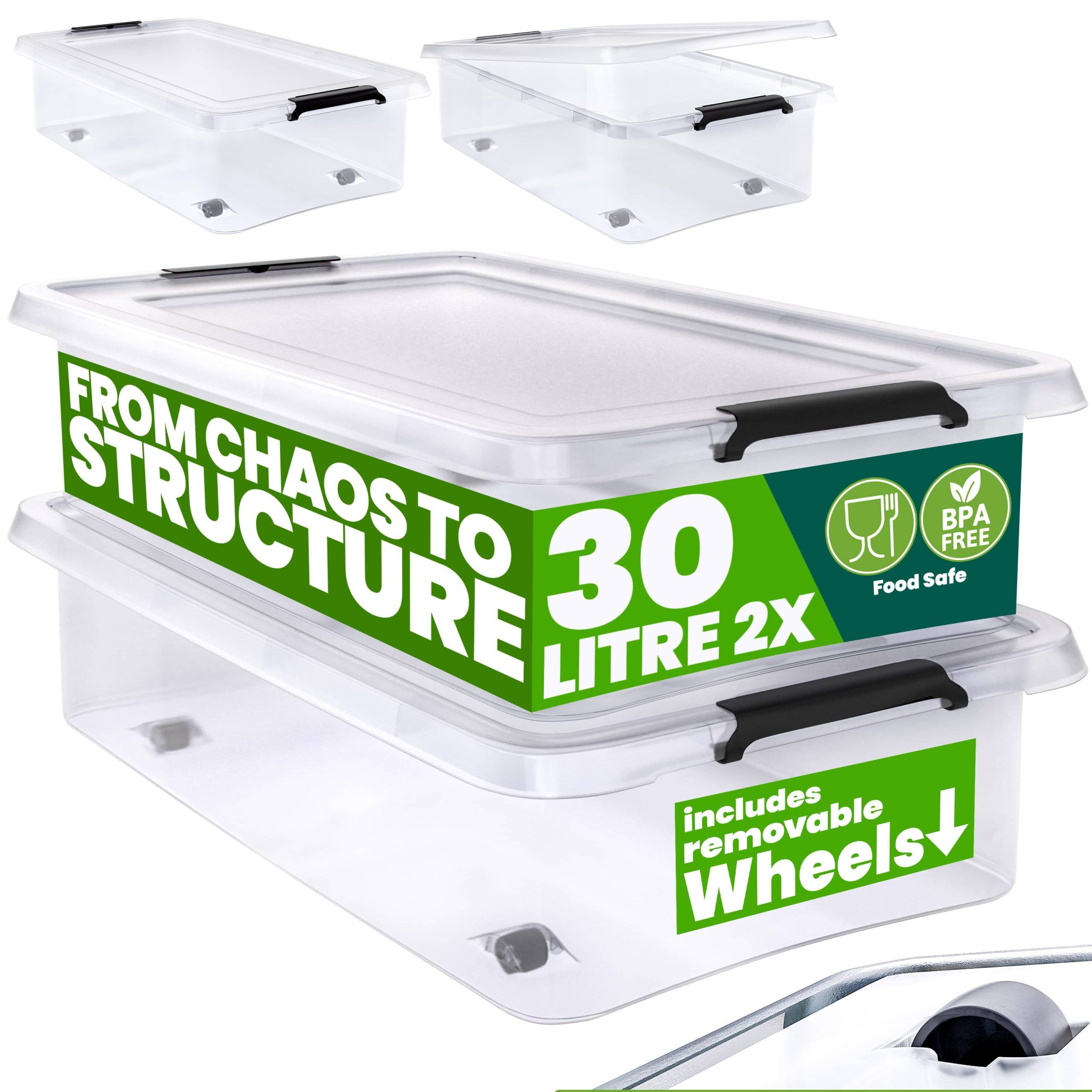 Aufbewahrungsbox 2er-Set Transparent 60x40x17cm 30L stapelbar