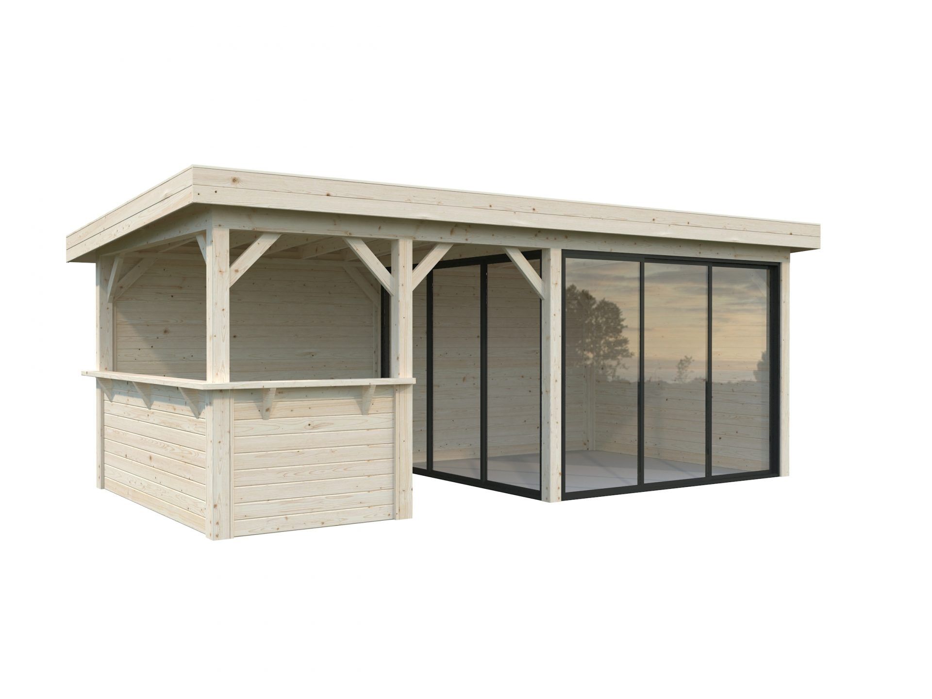 Palmako modernes Gartenhaus Lenna 16,6 m2 Set 407 Slide