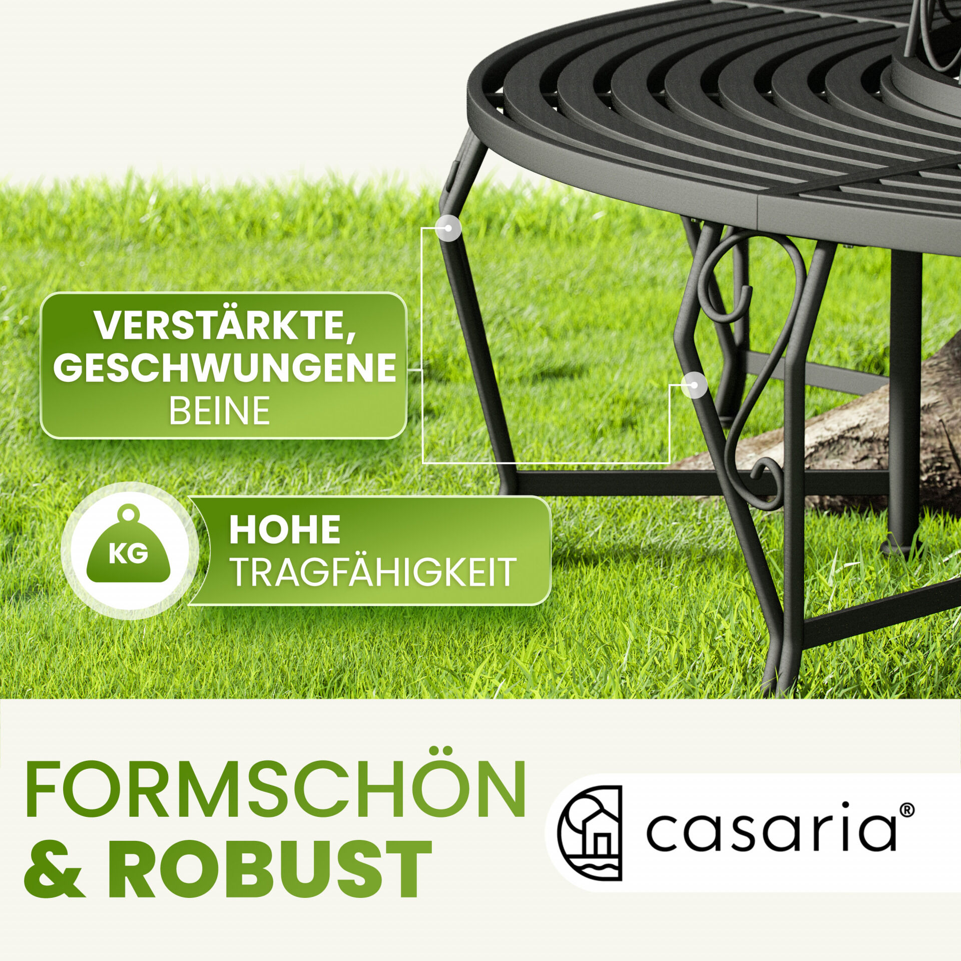 Baumbank Bree Schwarz Metall Ø160cm