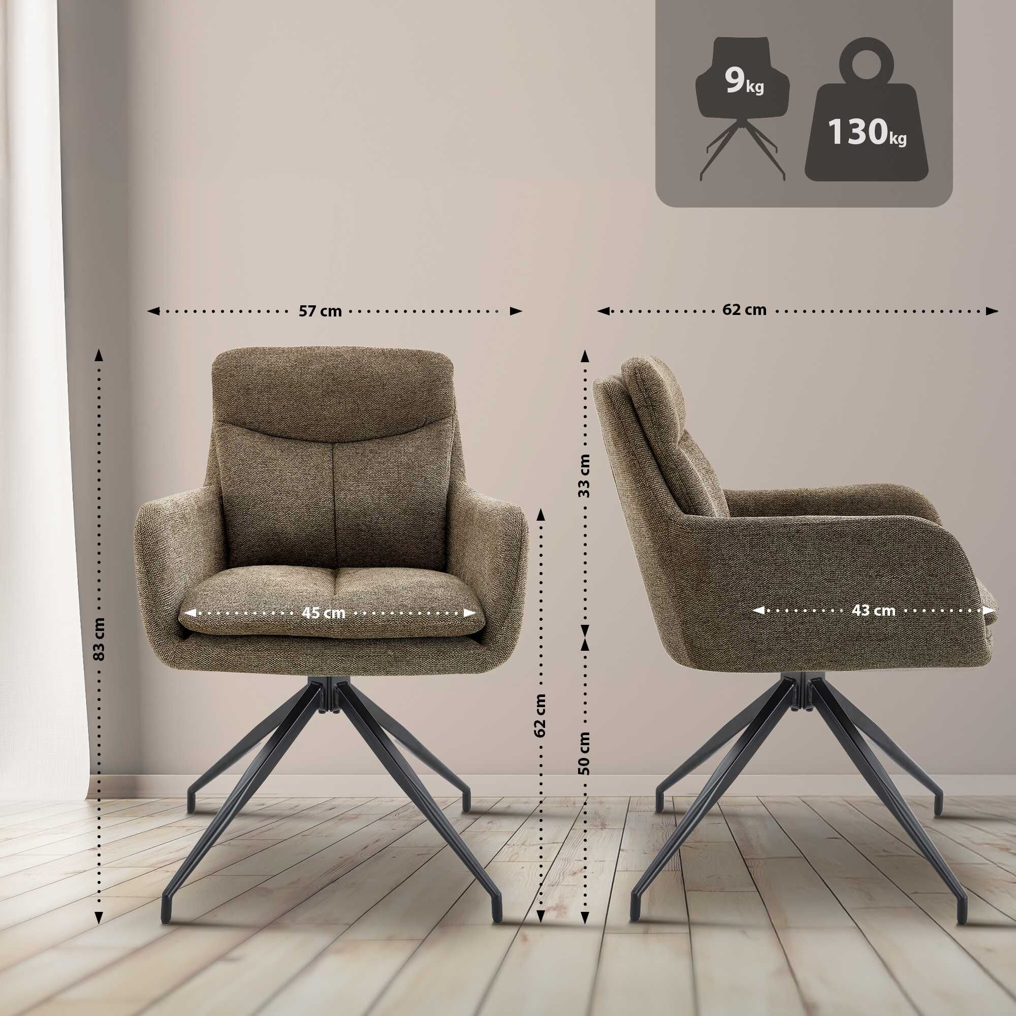 2er Set Esszimmerstuhl Somers Stoff, braun