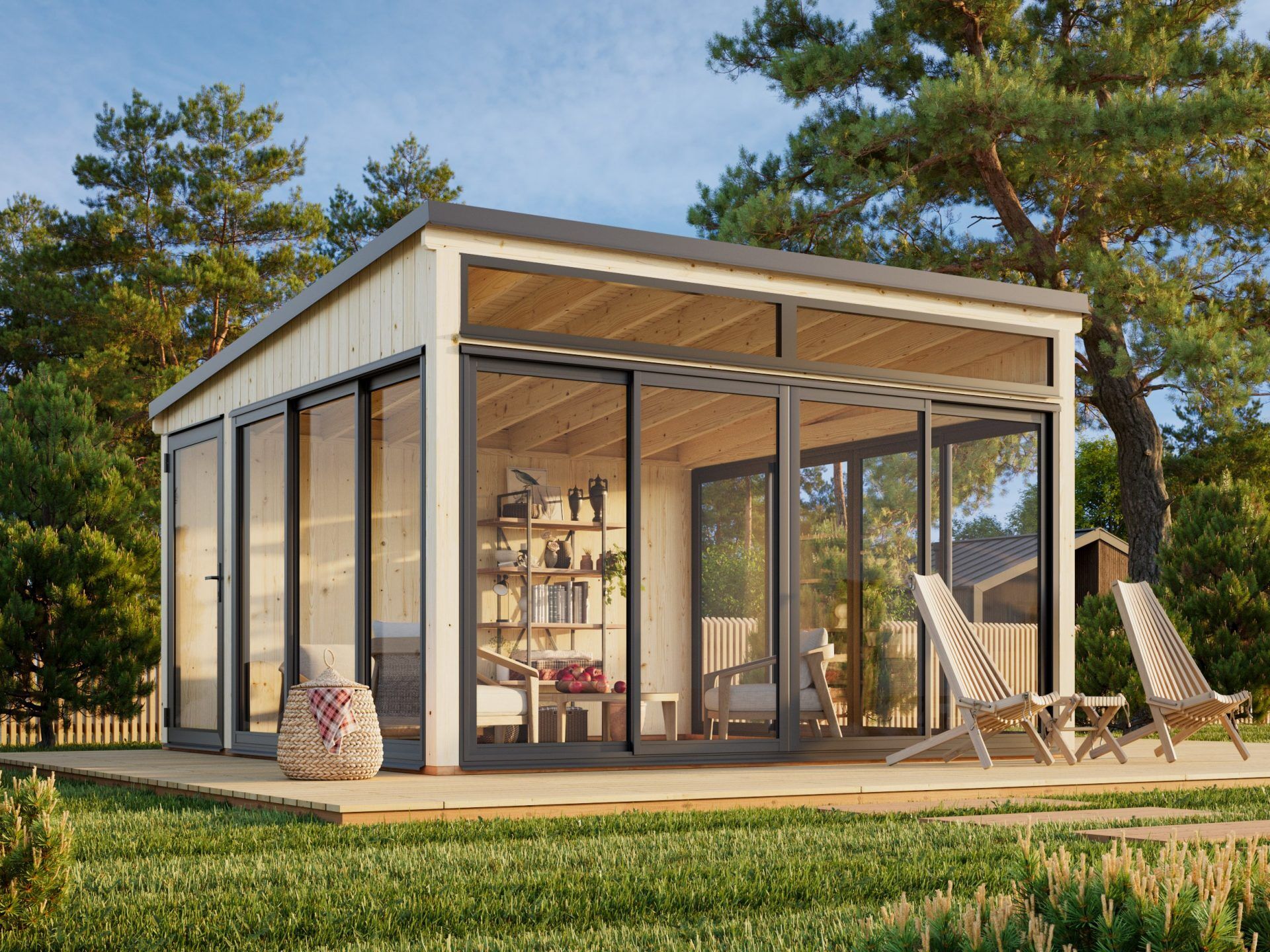Palmako Modernes Gartenhaus Gartenzimmer Saga 16,6 m² Slide Plus