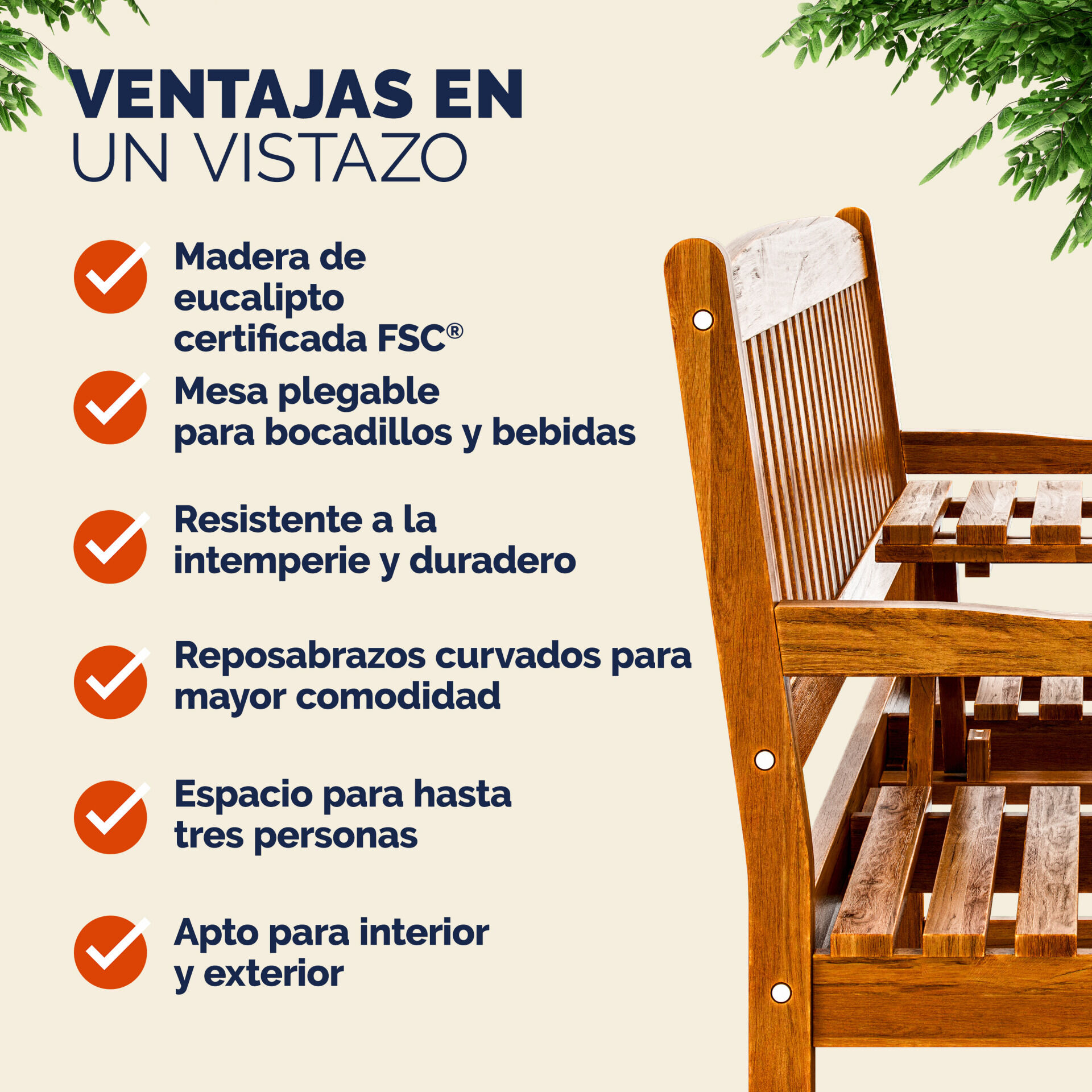 Gartenbank Picknick mit Tisch Eukalyptus FSC®-zertifiziert