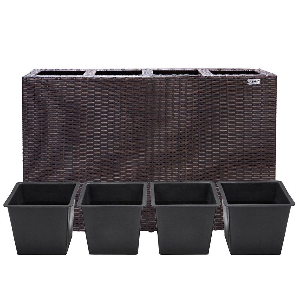 Polyrattan Blumentopf Braun 95x27x60cm