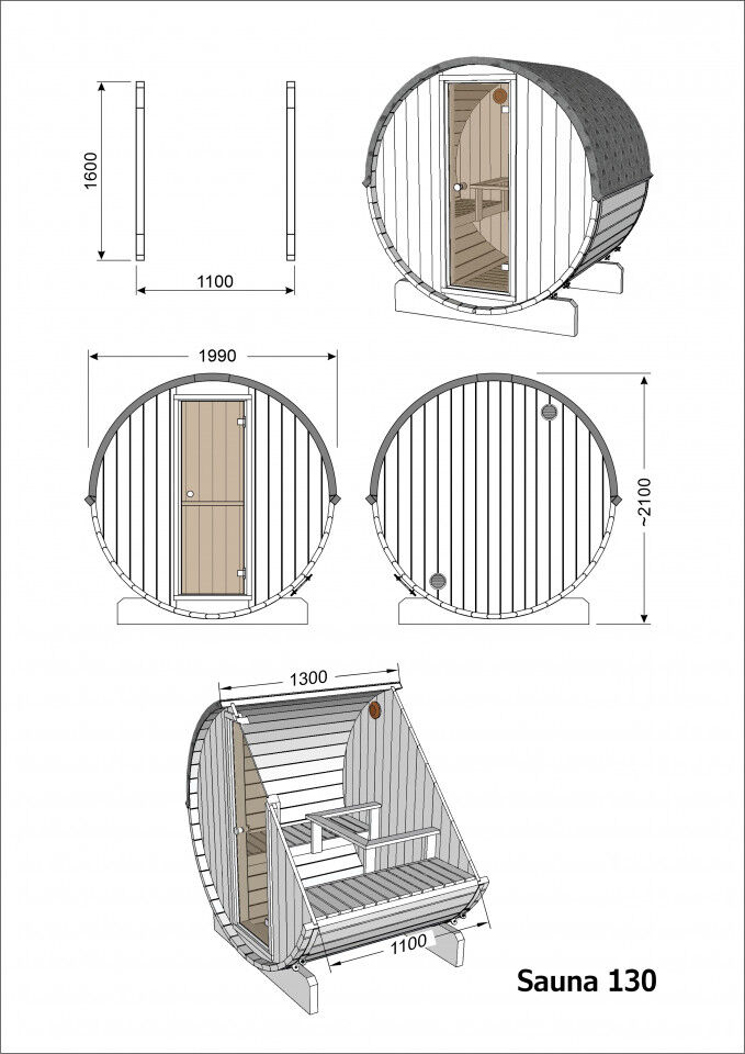 Zeichnung Finn Art Fass-Sauna Mogli