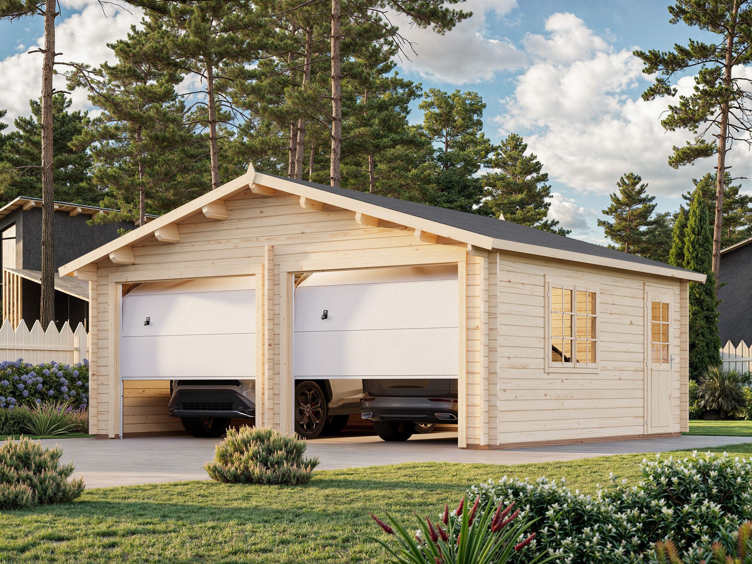 Palmako Holzgarage Roger 28,4 m² mit Sektionaltoren