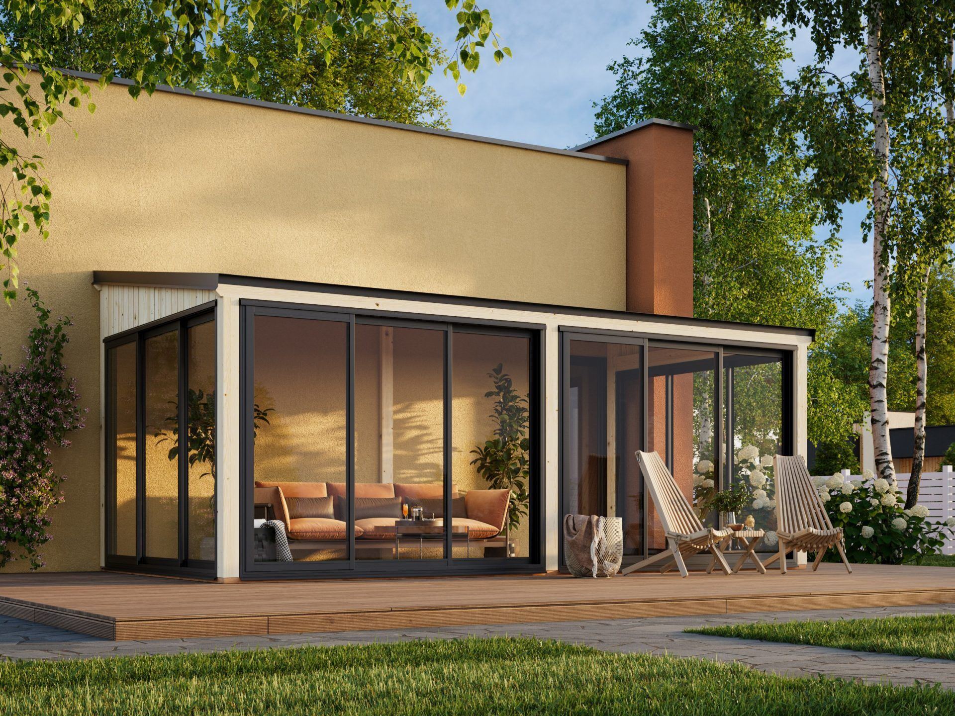 Palmako Gartenzimmer Glashaus Lumi 16,2 m² Slide Plus