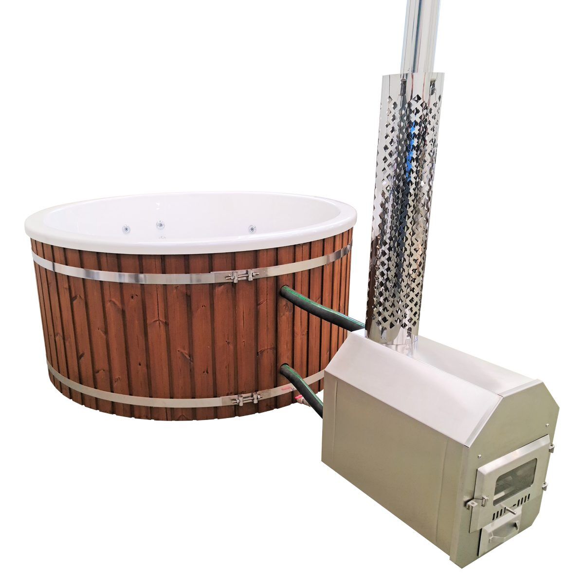 Badefass Prestige rund Fichte mit Außenofen