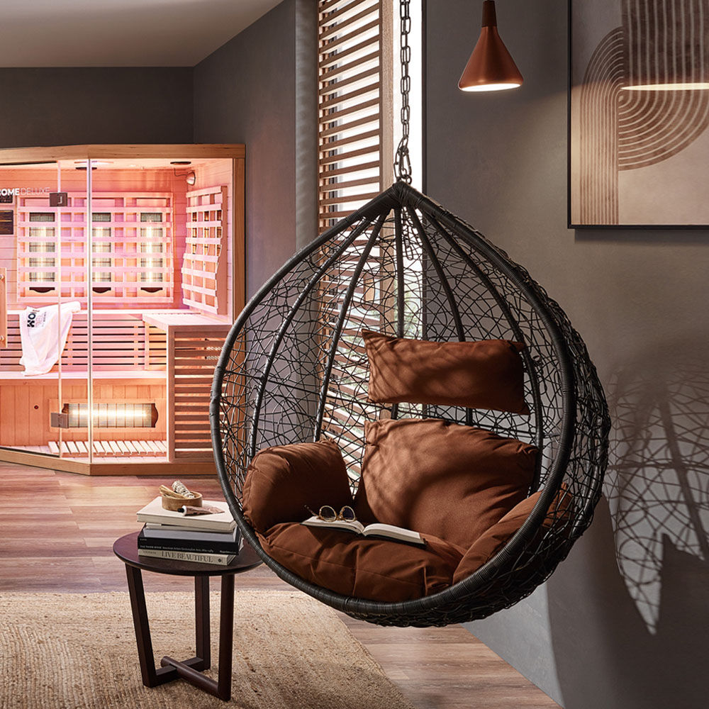 Polyrattan Hängesessel CIELO - Grau/Braun nur Korb