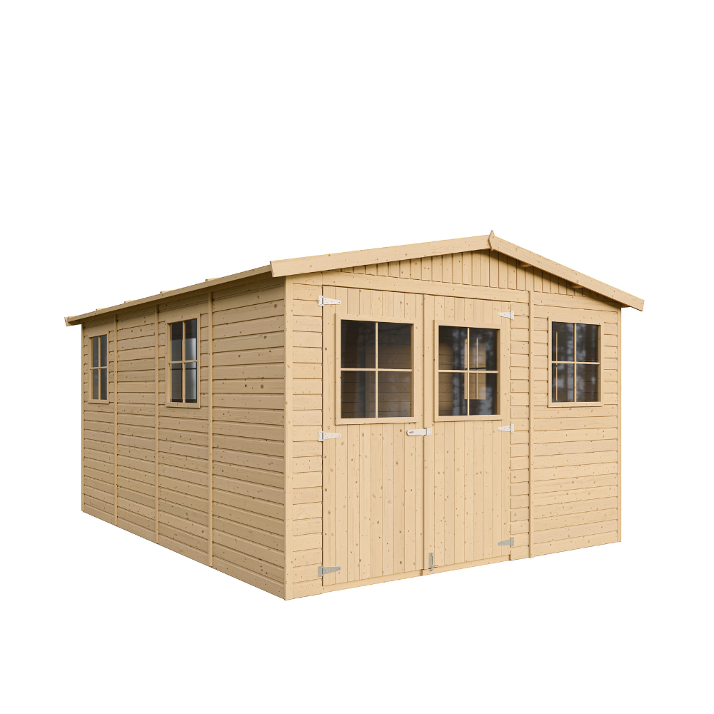Gartenhaus Moritz M336+M336G mit Boden – Holz Gerätehaus 303 x 395 cm – 12 m2