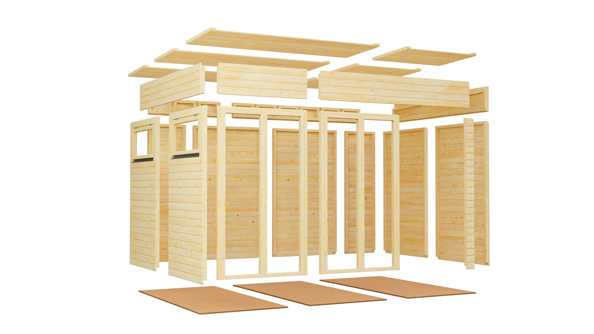 Gartenhaus Holz Cubus 3 Office anthrazit 333 x 230 cm