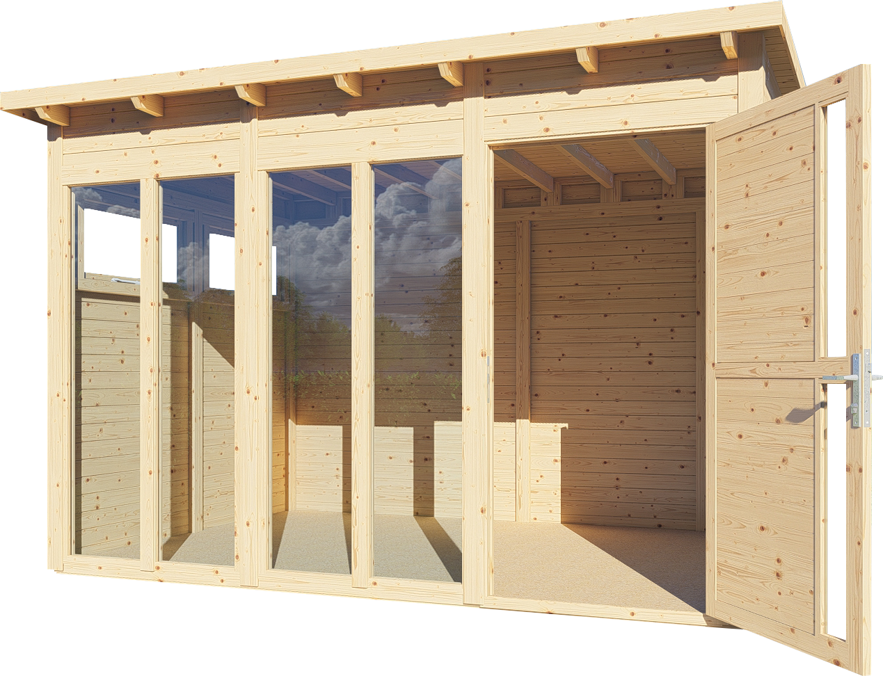 Gartenhaus Holz Pentus 3 Office naturbelassen 333 x 230 cm