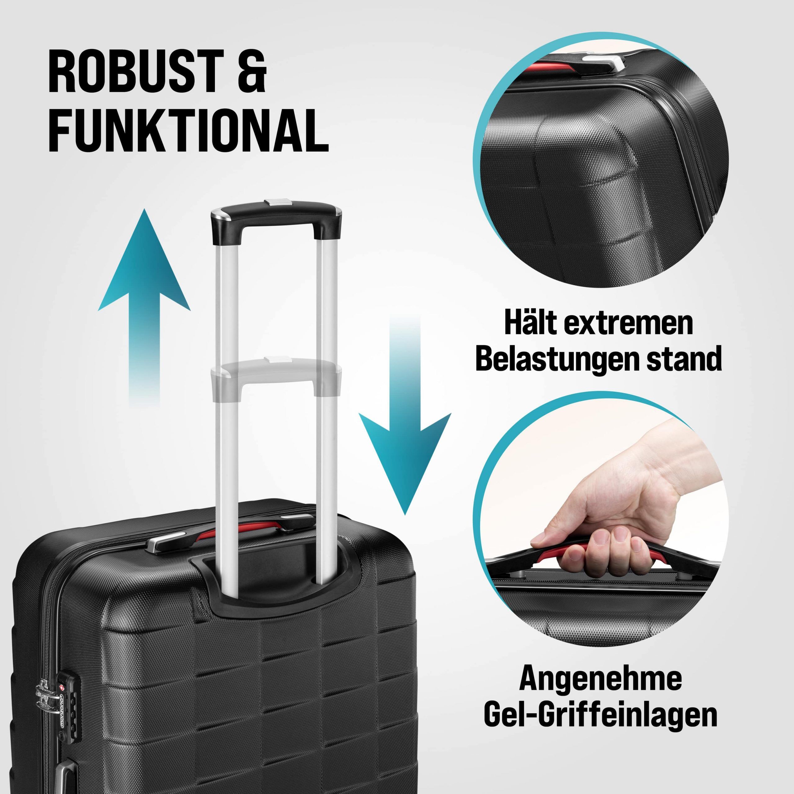 Hartschalenkoffer-Set Exopack 3-tlg Schwarz ABS Zubehör