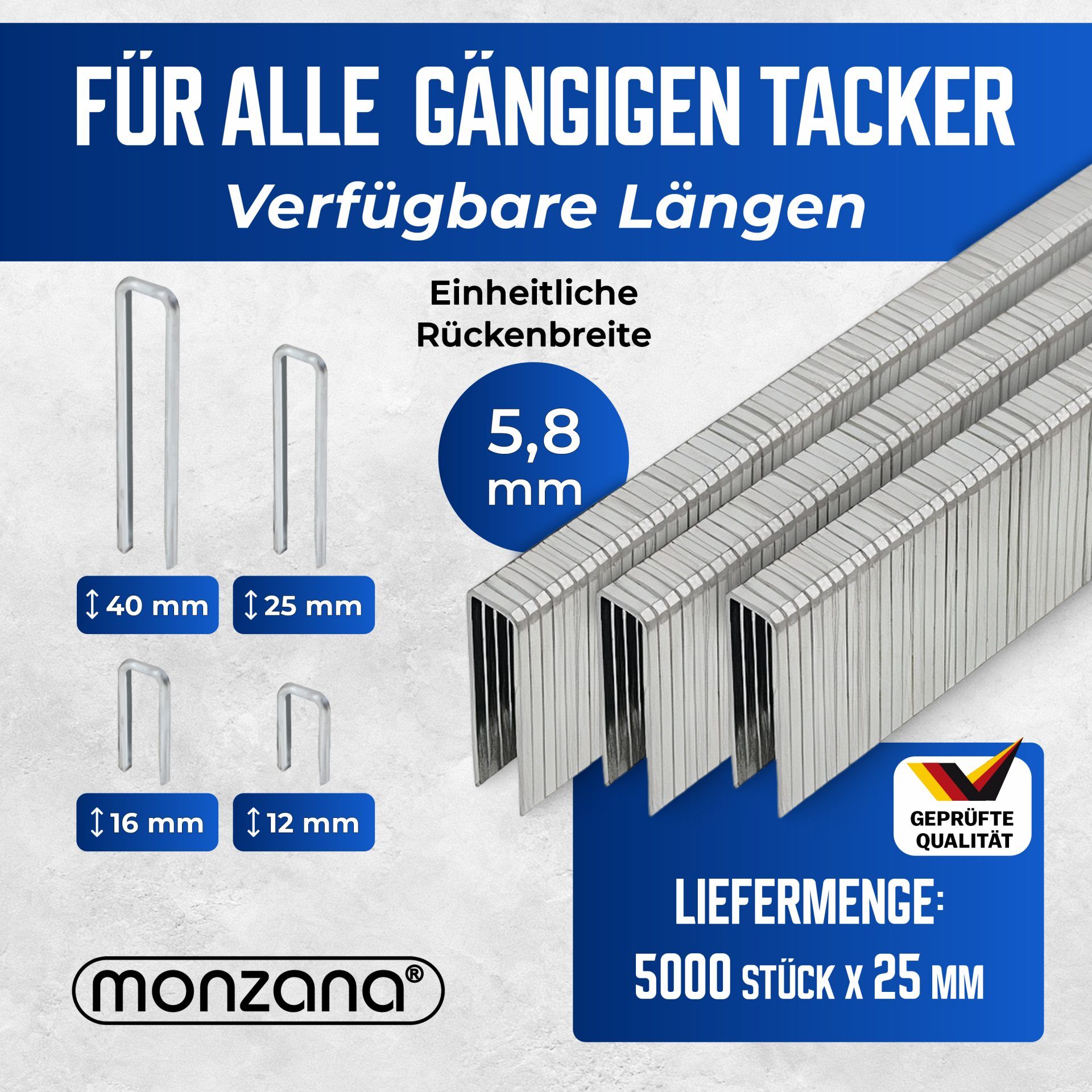 Tackerklammern 5000 Stück L= 25mm, B= 5,8mm