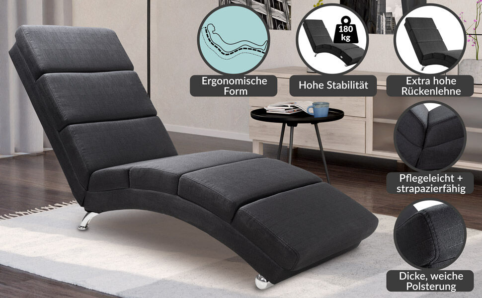 Relaxliege London Anthrazit Webstoff